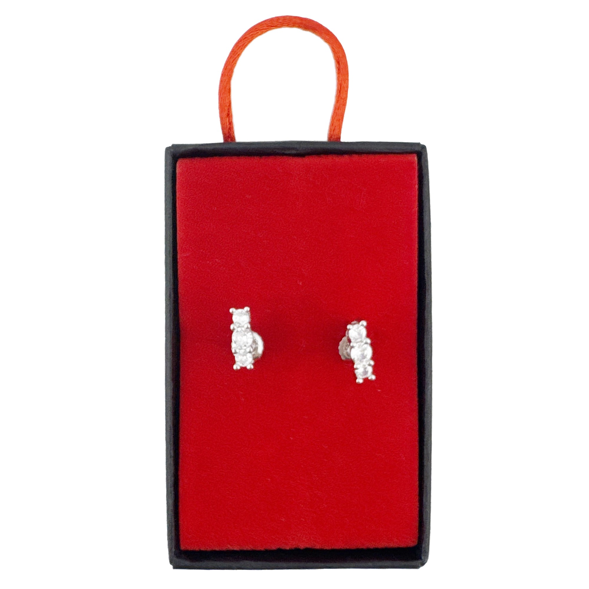 Cercei Dama Argint 925, Jolie, Model Bagheta cu 3 Pietre, 2.02 g per unitate, Argintiu