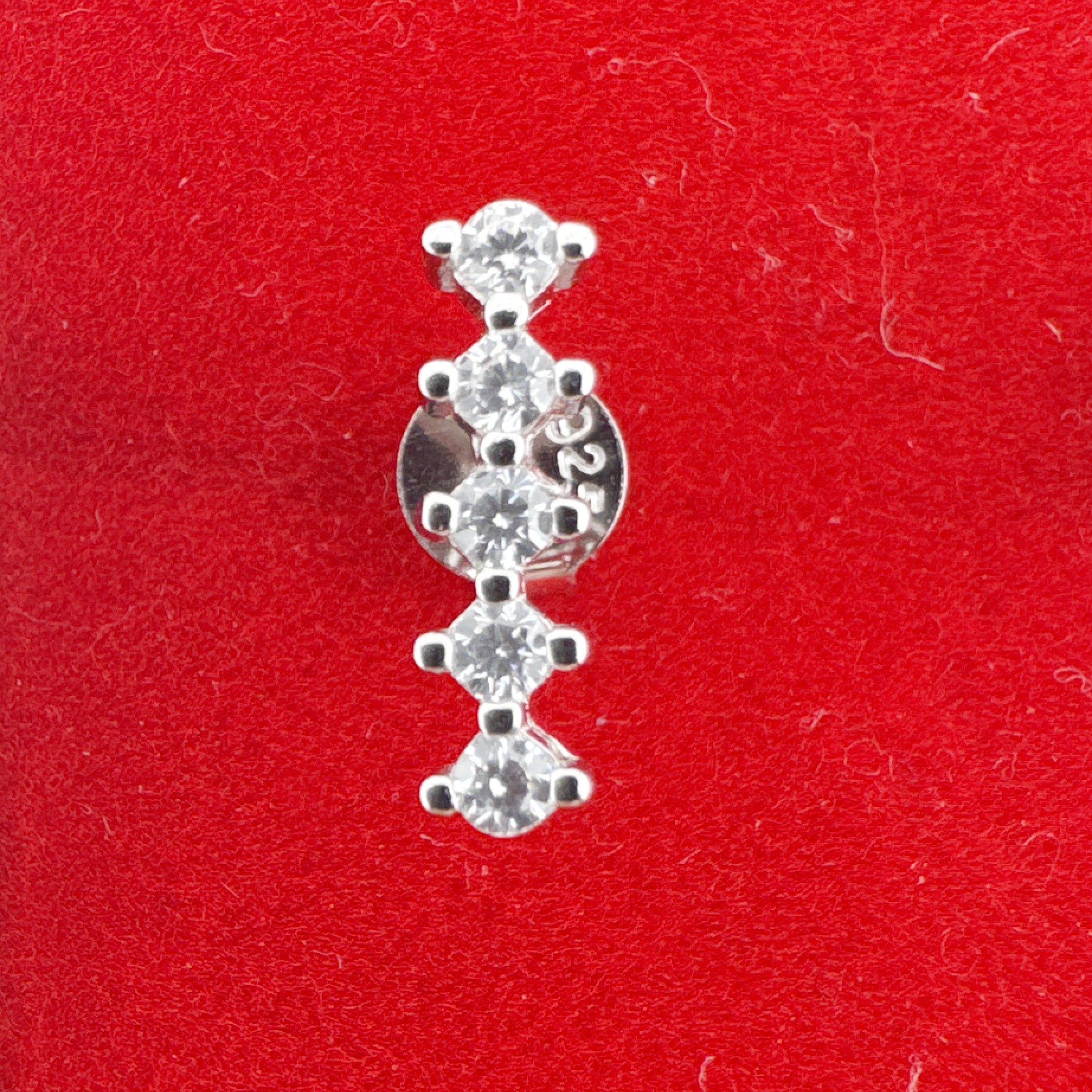 Cercei Dama Argint 925, Jolie, Model Bagheta cu 5 Pietre mici, 1.04 g, Argintiu