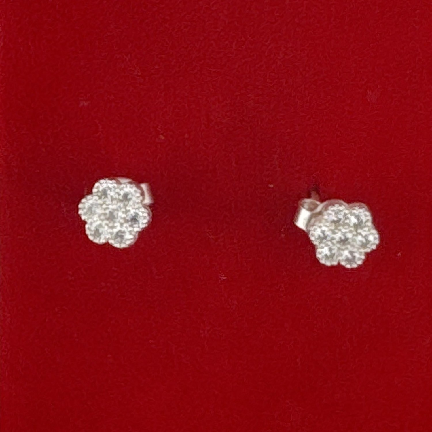 Cercei din Argint 925, Jolie Silver, pentru Dama, Model Floare Cu Zirconiu, 1.39 g, Design Floral, Argintiu