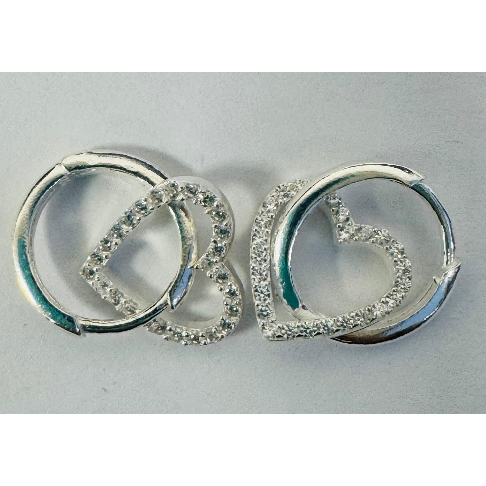 Cercei din Argint 925, Tortita cu Inimioara Pietre, Jolie Silver, 2.60 g