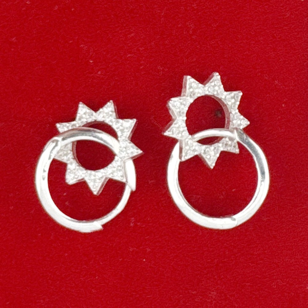 Cercei Argint 925, Jolie Silver, Soare Cu Cristale, Argintiu, 2.55 g