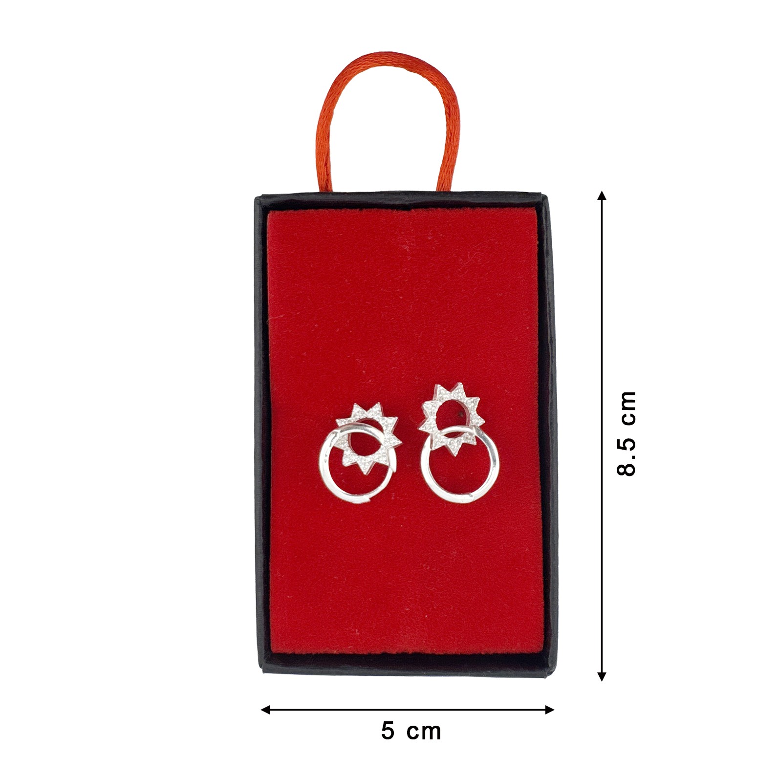 Cercei Argint 925, Jolie Silver, Soare Cu Cristale, Argintiu, 2.55 g