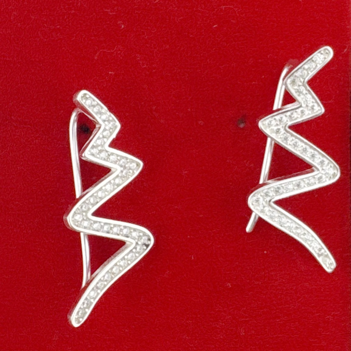 Cercei din Argint 925, Jolie Silver, pentru Dama, Model Sarpe pe Lob cu Pietre, 2.87 g, Design Modern si Elegant, Argintiu