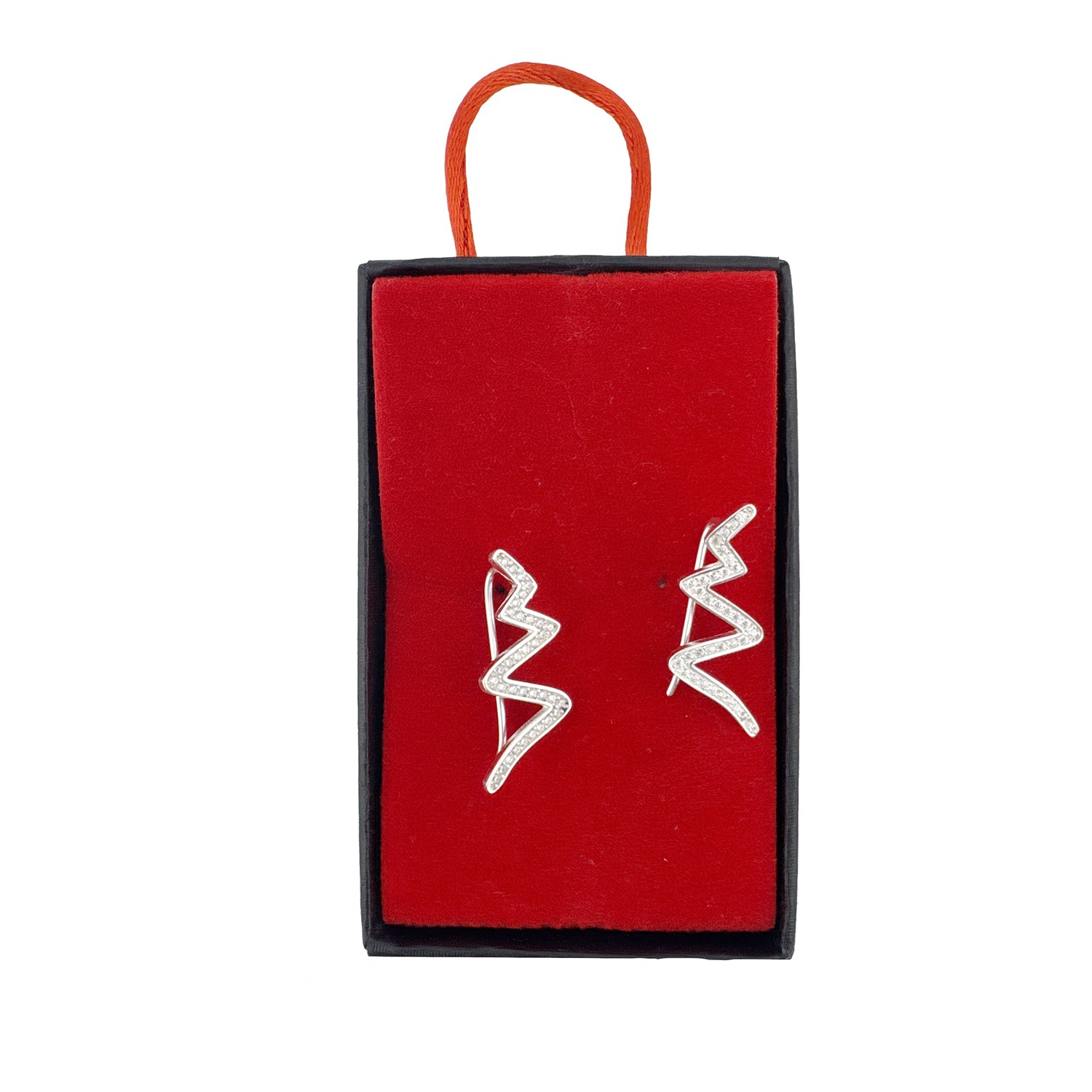 Cercei din Argint 925, Jolie Silver, pentru Dama, Model Sarpe pe Lob cu Pietre, 2.87 g, Design Modern si Elegant, Argintiu