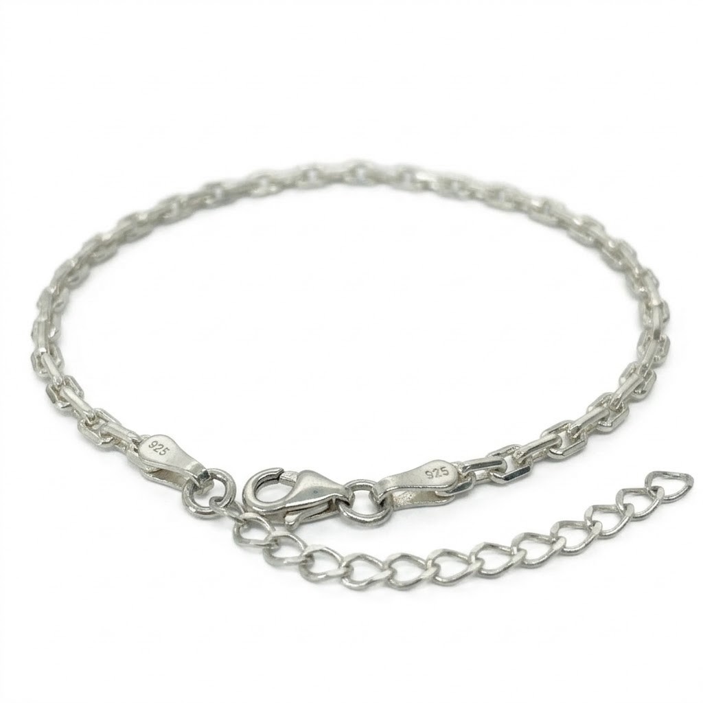 Bratara Unisex Din Argint 925, Jolie Silver, Zale Patrate, Reglabila, 3.28 g 2