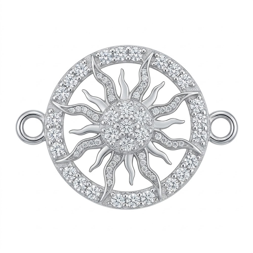 Bratara Martisor Argint 925, Jolie, Model Soare, cu Snur Rosu Ajustabil, 1.4 g, Argintiu