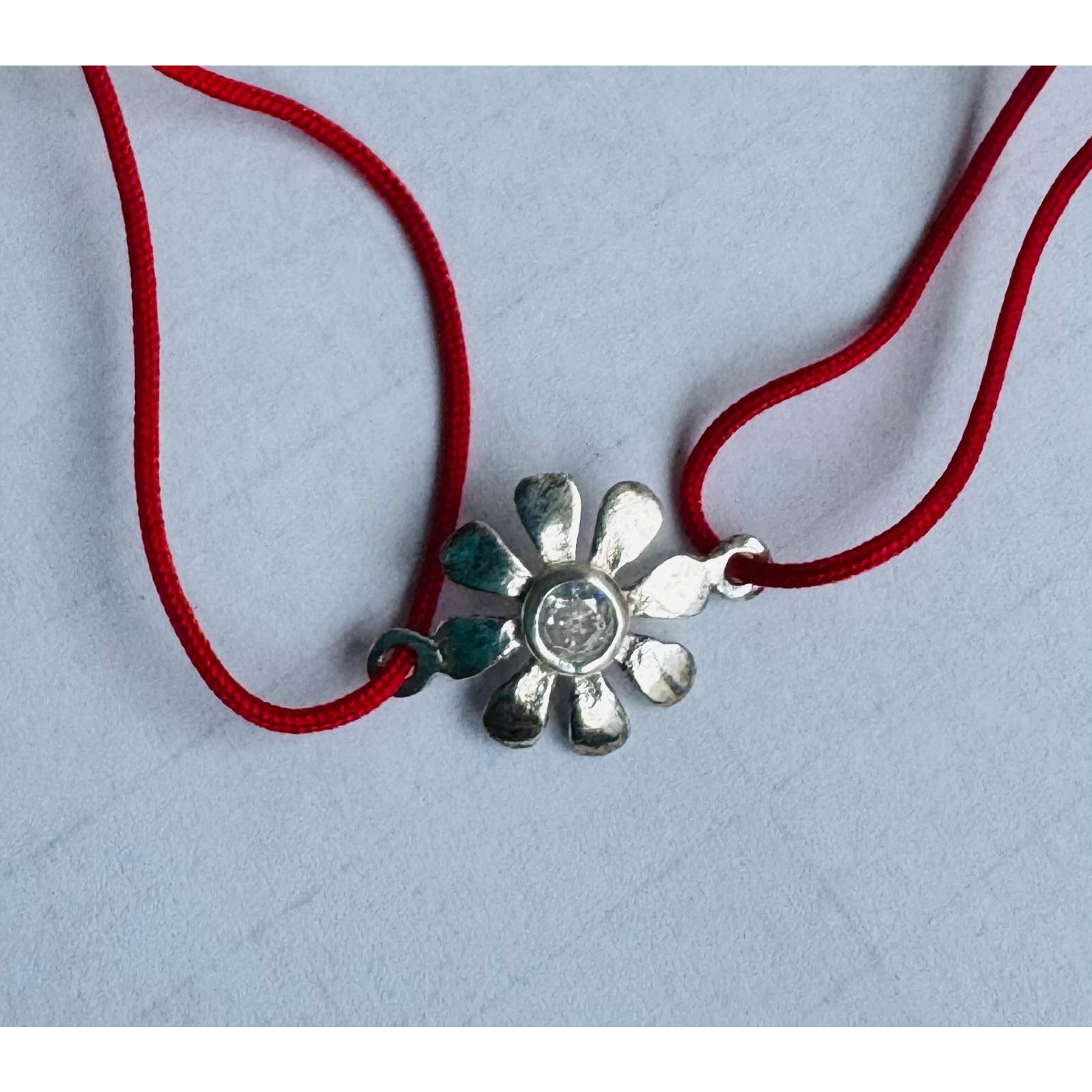 Bratara Snur Reglabil, Argint 925, Margareta cu Piatra, 1.2 g, Jolie Silver