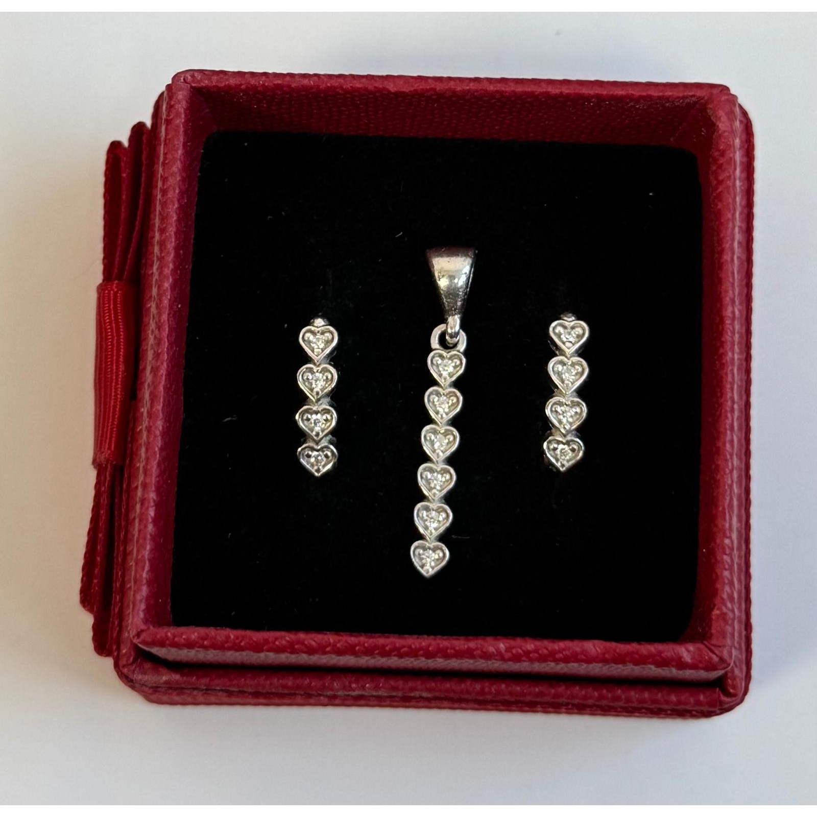 Set din Argint 925 (Cercei si Pandantiv), Model Inimi, Jolie Silver, 3.52 g