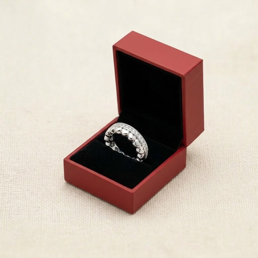 Inel din Argint 925, Jolie Silver, Model Inimi si Zirconiu 2