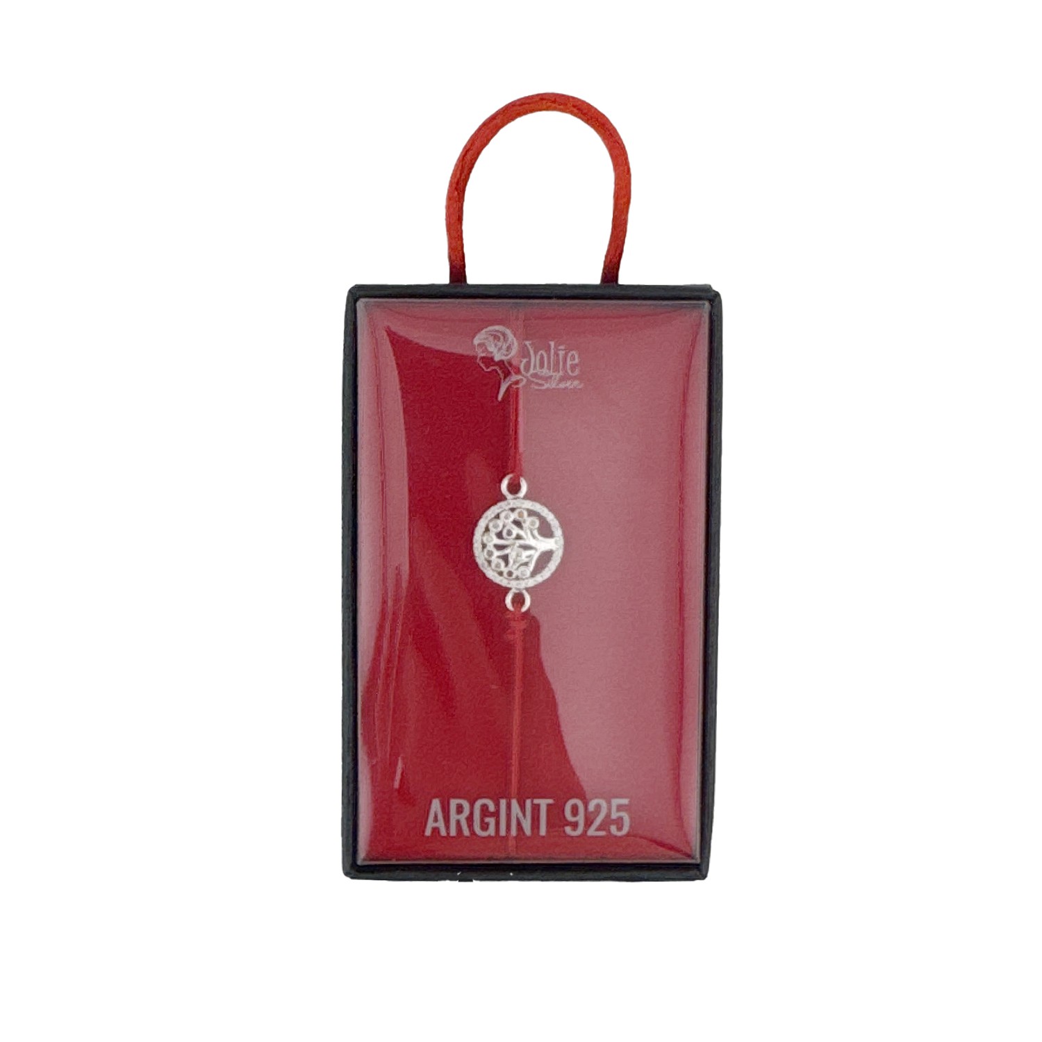 Bratara cu Element Decorativ din Argint 925,  Jolie Silver, Model Copacul Vietii In Cerc Cu Zirconii, Nod Dublu, Lungime Reglabila, Snur Textil, 1.22 g, Multicolor