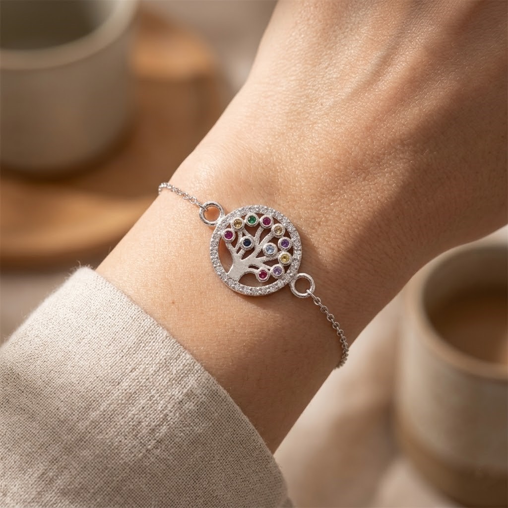 Bratara Argint 925,  Jolie Silver, Copacel In Cerc Cu Zirconii, Multicolor, 1.22 g