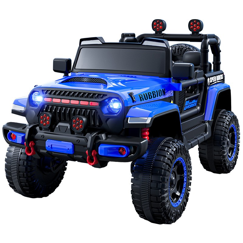 Masina Electrica pentru Copii, Flippy, Off-Road, Conectare Bluetooth, telecomanda, Tractiune Spate, Lumina Intermitenta, Baterie 12V 7Ah, 120 x 63 x 68cm, Albastru