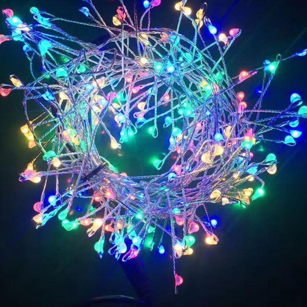 Instalatie de Craciun Liniara, Flippy®, Tip Cluster, 8 Jocuri de Lumini, cu Telecomanda, 6 m, 200 Led-uri, Alimentare USB, 3V, Multicolor