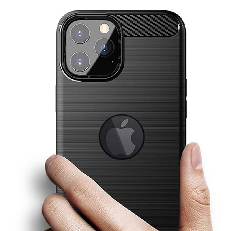 Husa Protectie, Flippy, compatibila Apple iPhone 15 Pro, Carcasa TPU Carbon, 1.5 mm, Negru