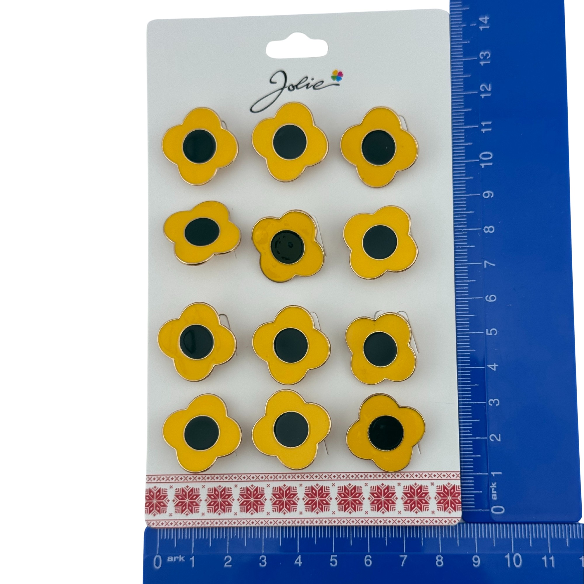 Set 12 Brose Martisor pentru Copii, Jolie, Model Floare, Galben