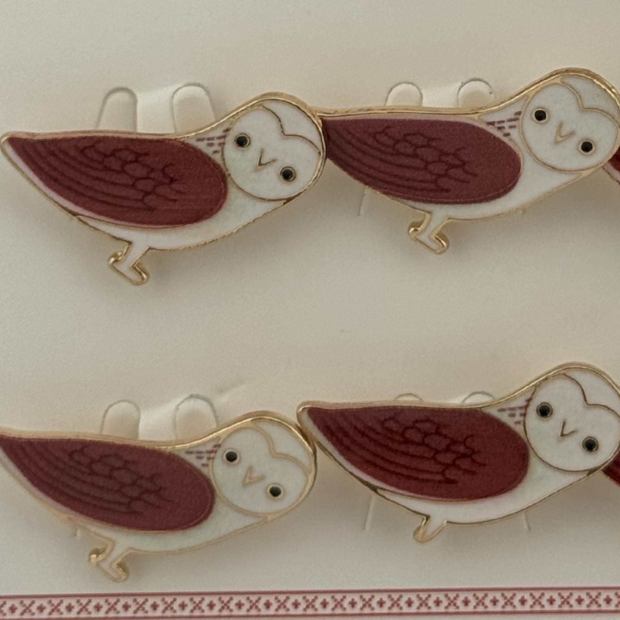 Set 12 Brose Martisor pentru Copii, Jolie, Model Bufnita, Auriu Maro