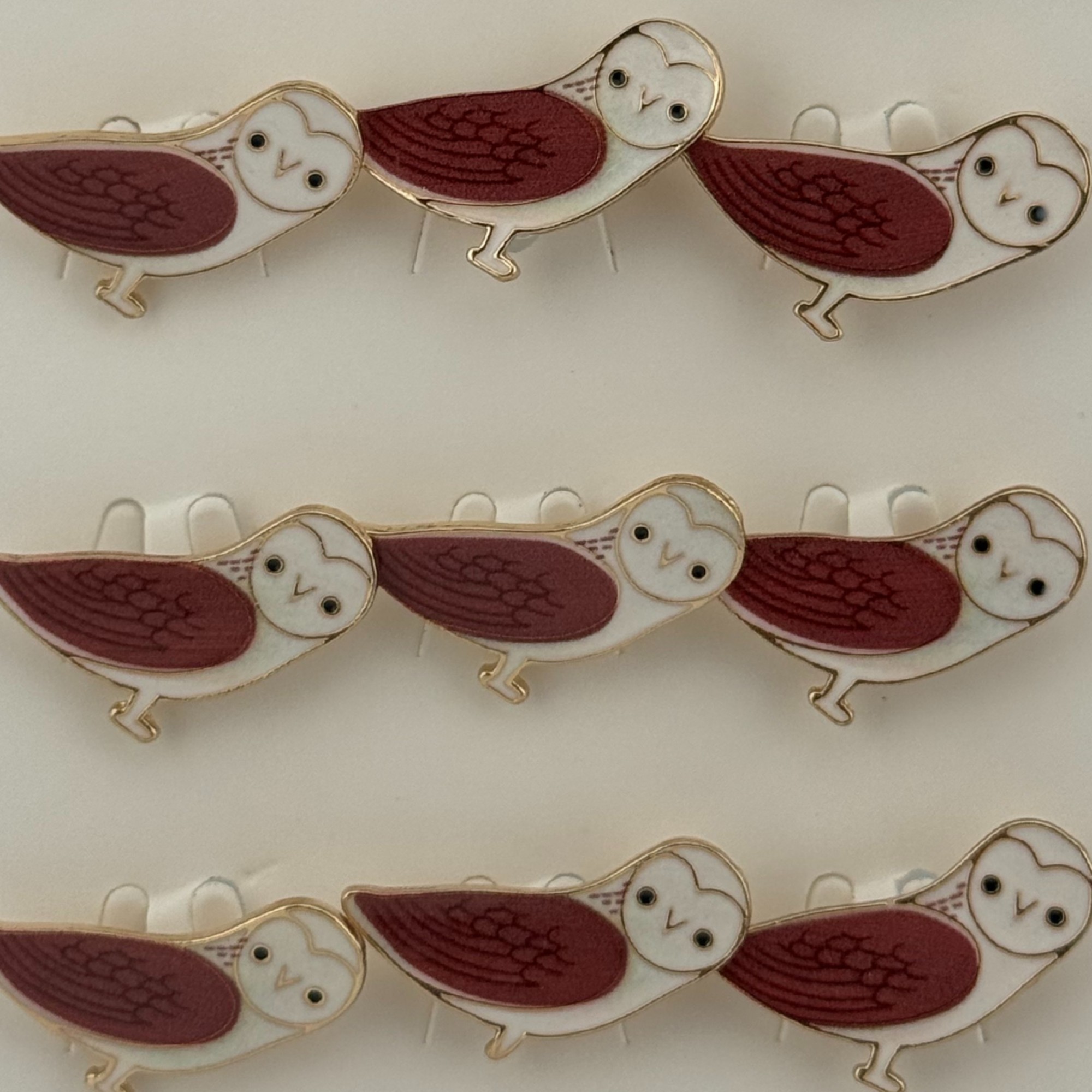 Set 12 Brose Martisor pentru Copii, Jolie, Model Bufnita, Auriu Maro