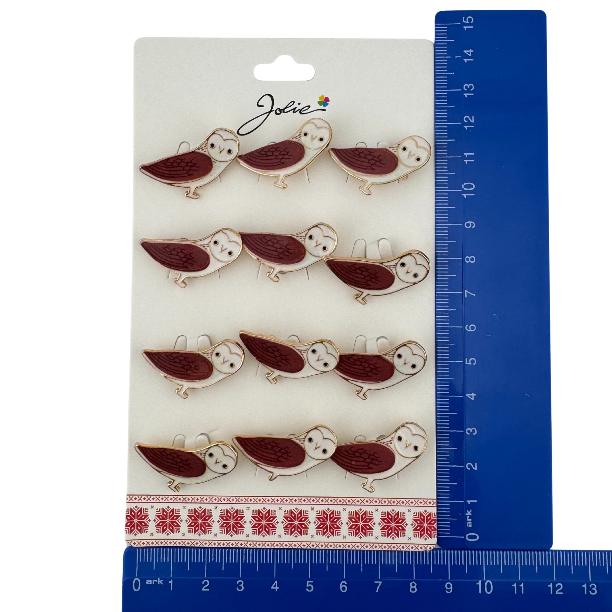 Set 12 Brose Martisor pentru Copii, Jolie, Model Bufnita, Auriu Maro