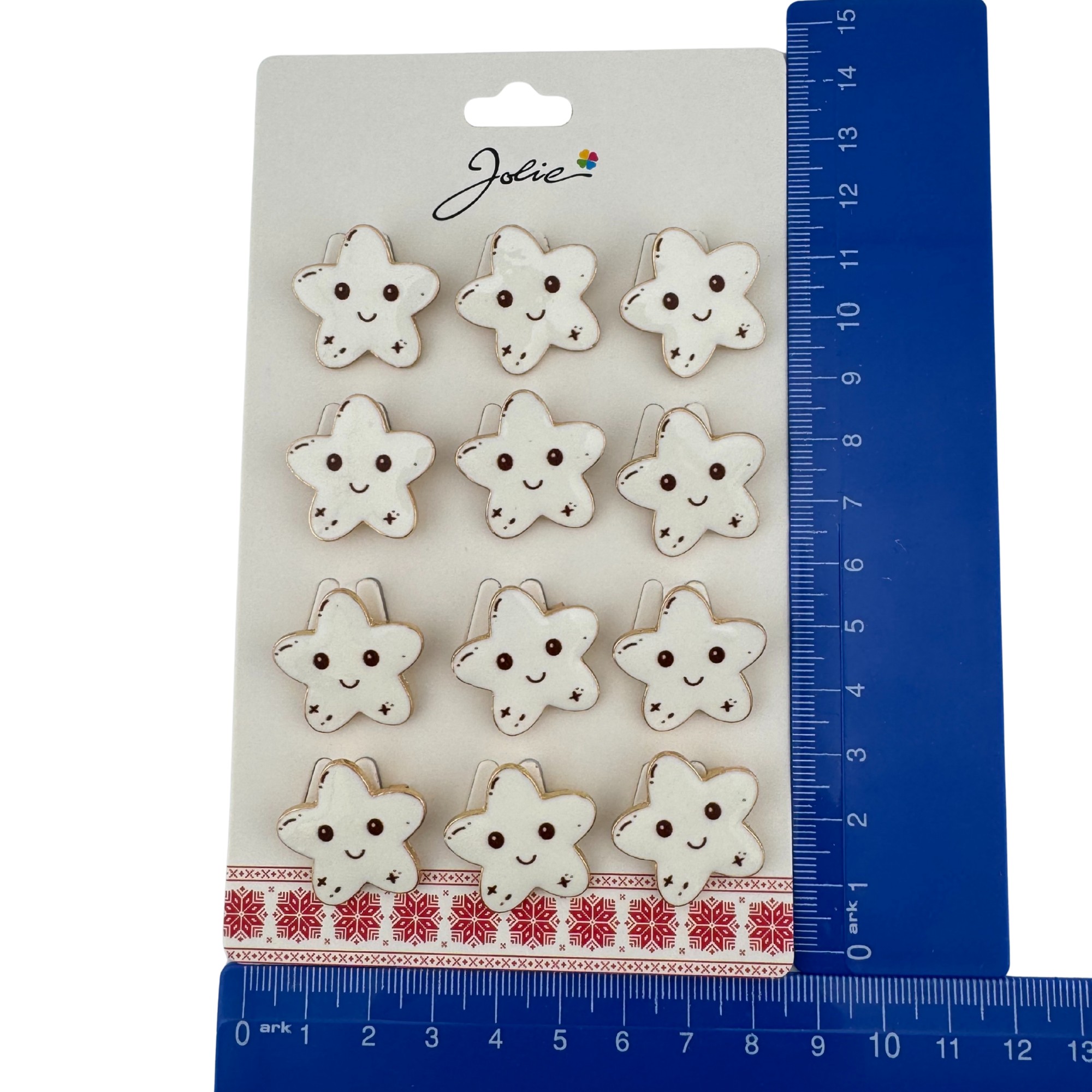 Set 12 Brose Martisor pentru Copii, Jolie, Model Stea care Zambeste, Alb