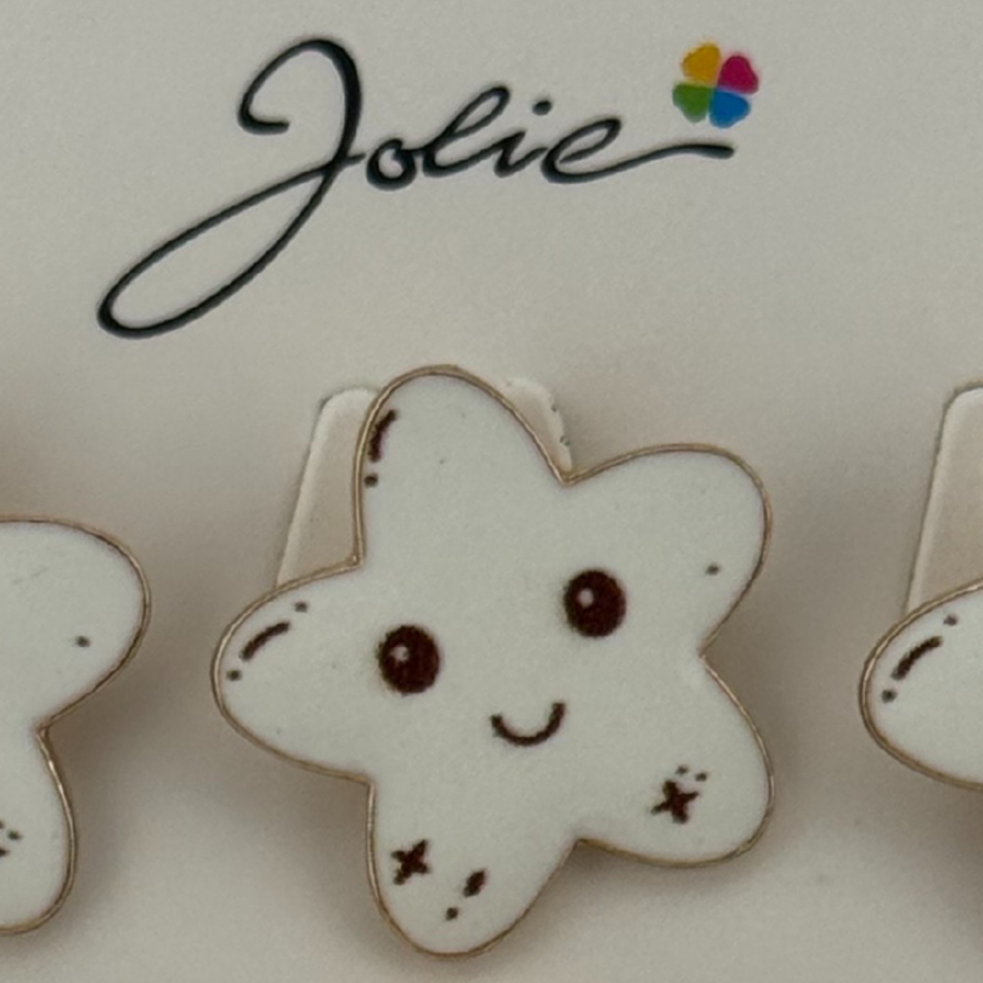 Set 12 Brose Martisor pentru Copii, Jolie, Model Stea care Zambeste, Alb