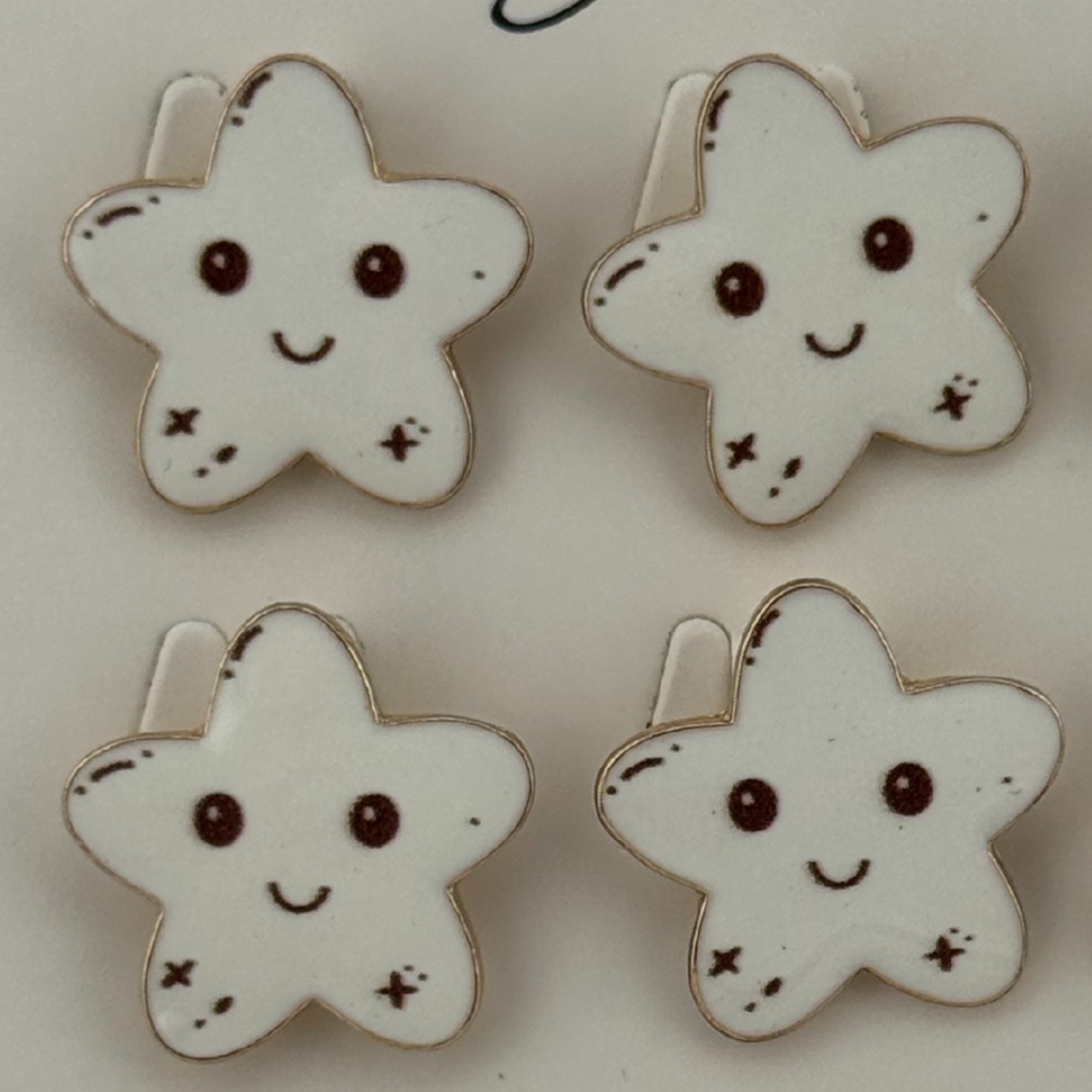 Set 12 Brose Martisor pentru Copii, Jolie, Model Stea care Zambeste, Alb