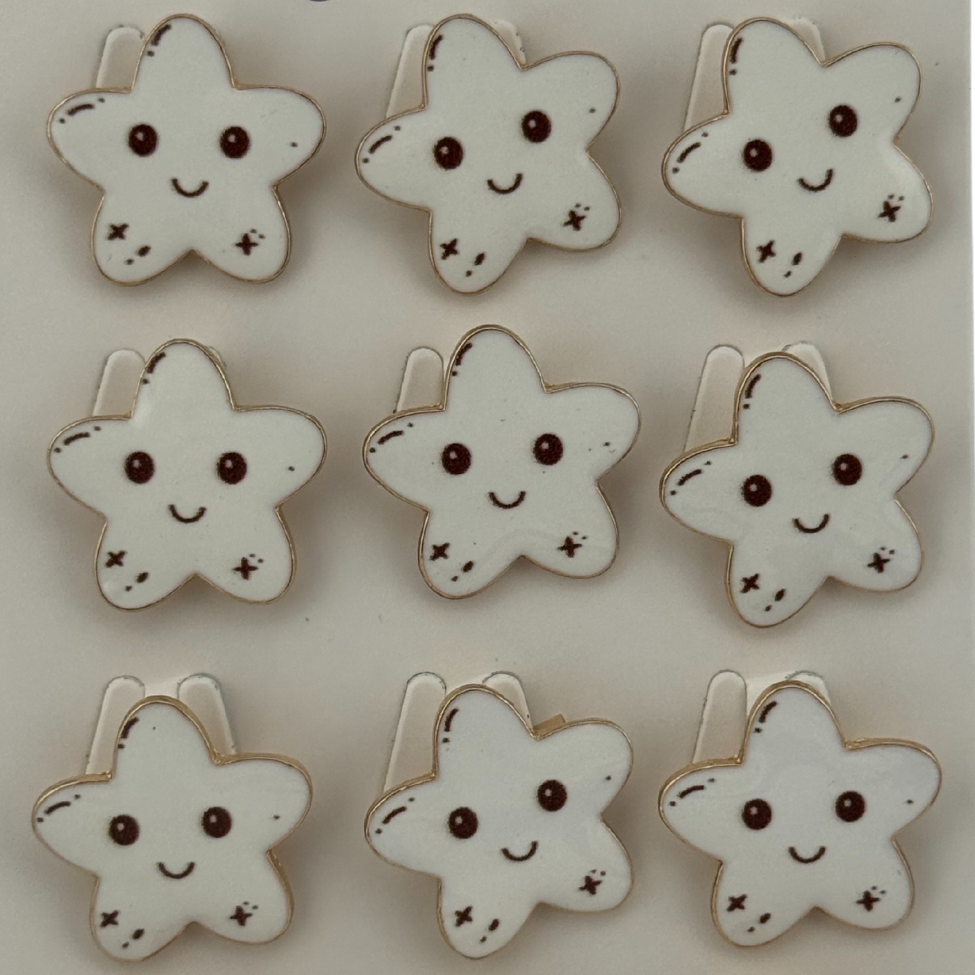 Set 12 Brose Martisor pentru Copii, Jolie, Model Stea care Zambeste, Alb