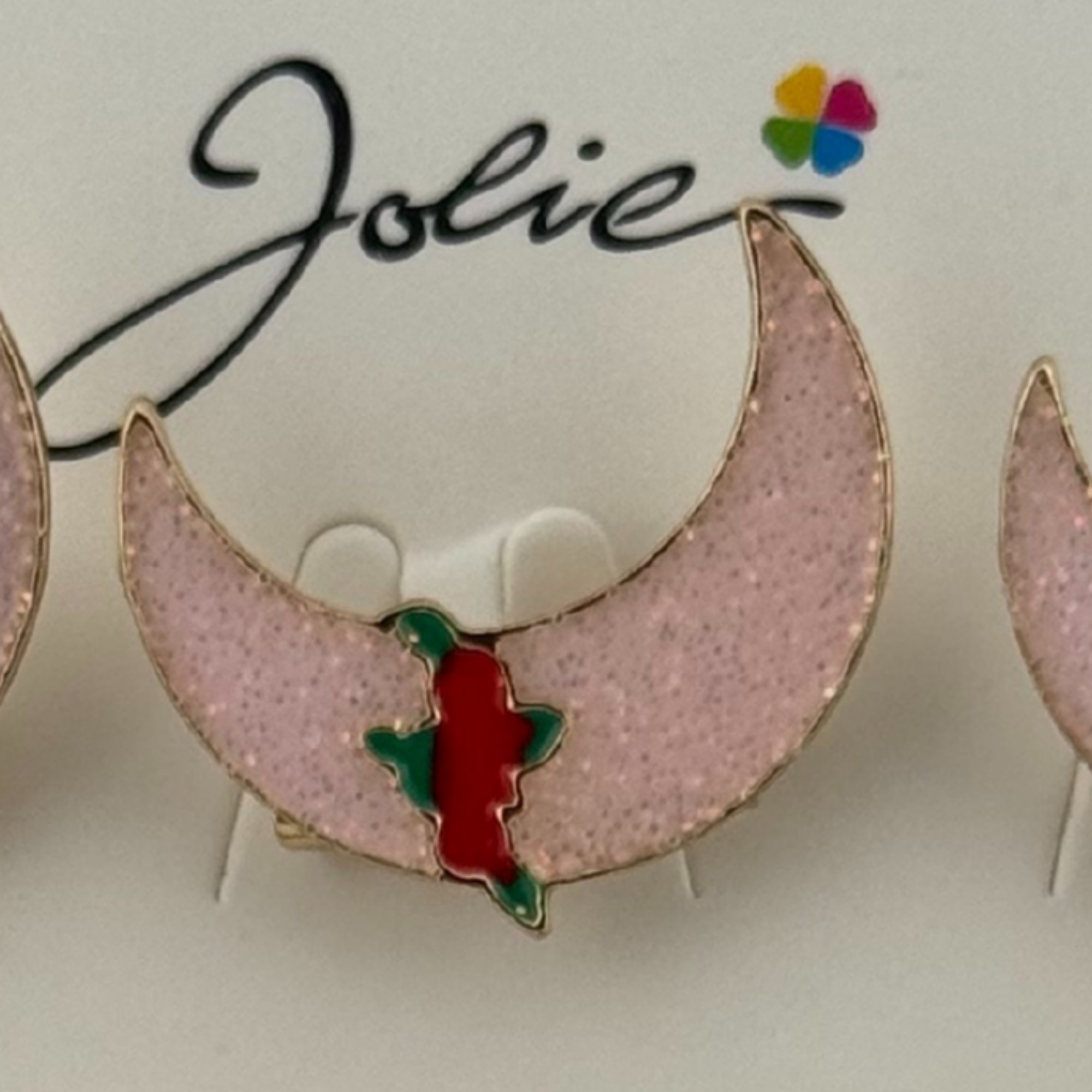 Set 12 Brose Martisor pentru Copii, Jolie, Model Semiluna cu Trandafiri, Roz