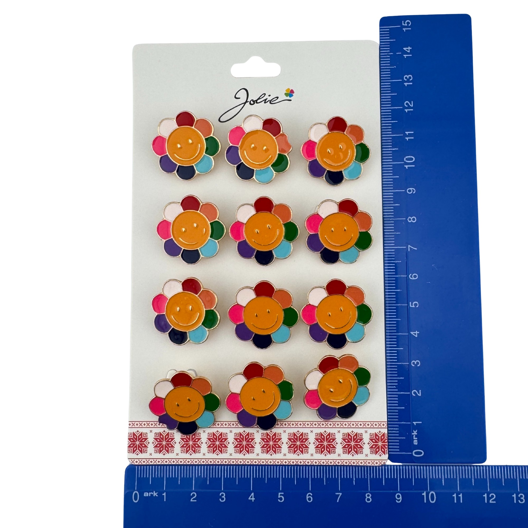 Set 12 Brose Martisor pentru Copii, Jolie, Model Floare care Zambeste, Multicolor