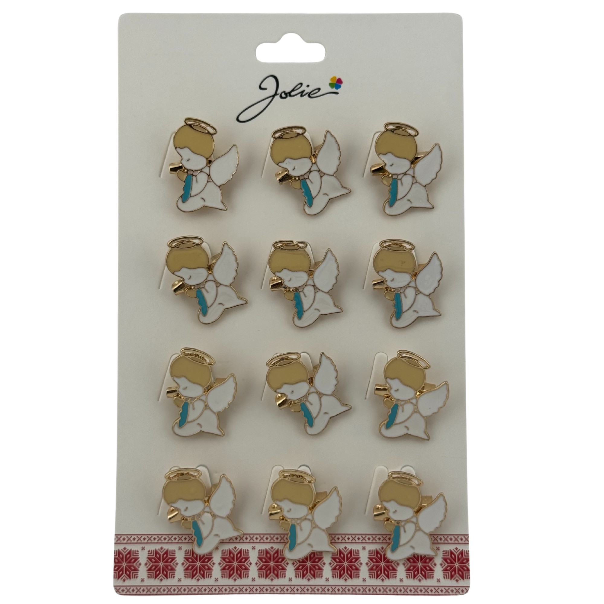 Set 12 Brose Martisor pentru Copii, Jolie, Model Ingeras, Alb