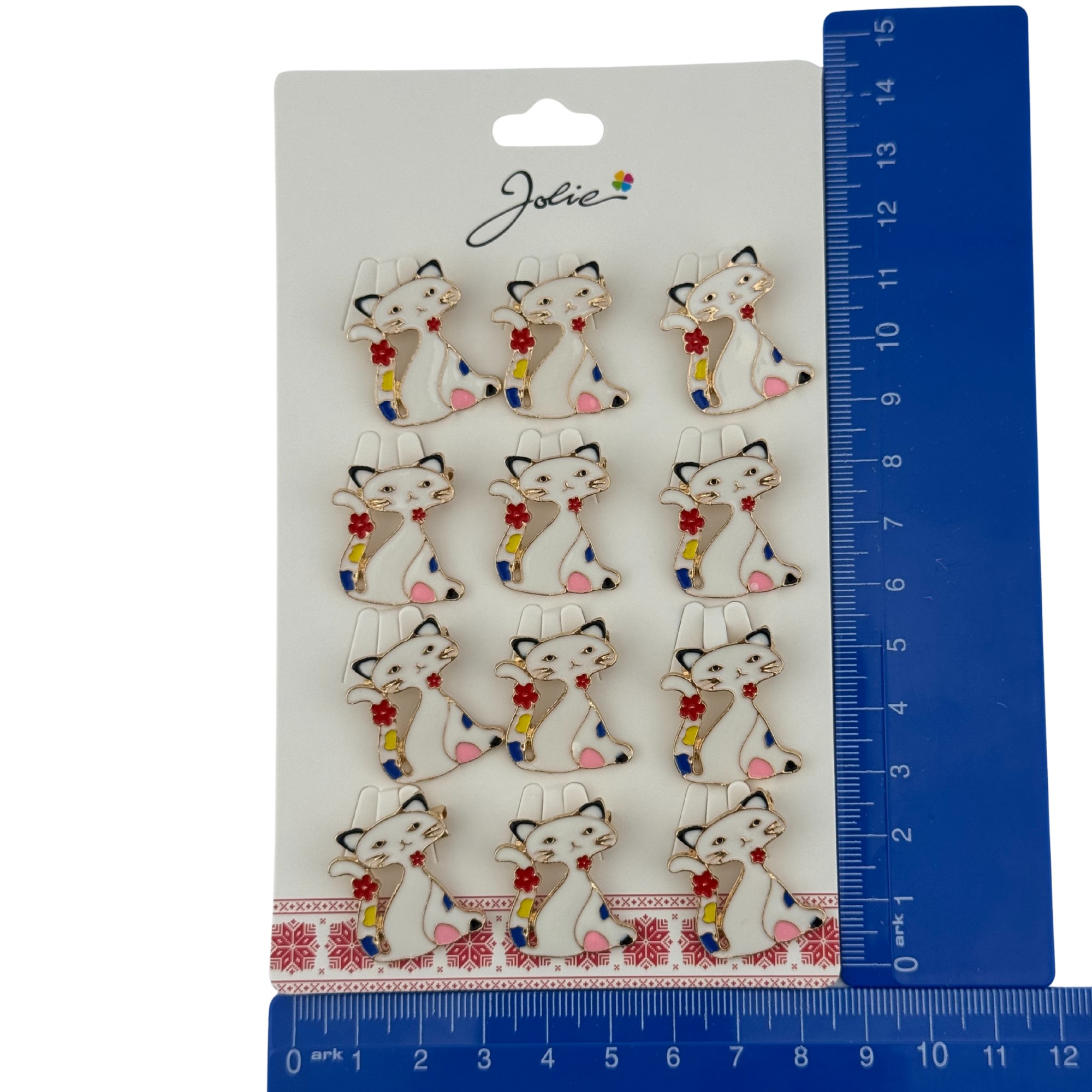 Set 12 Brose Martisor pentru Copii, Jolie, Model Pisica, Alb