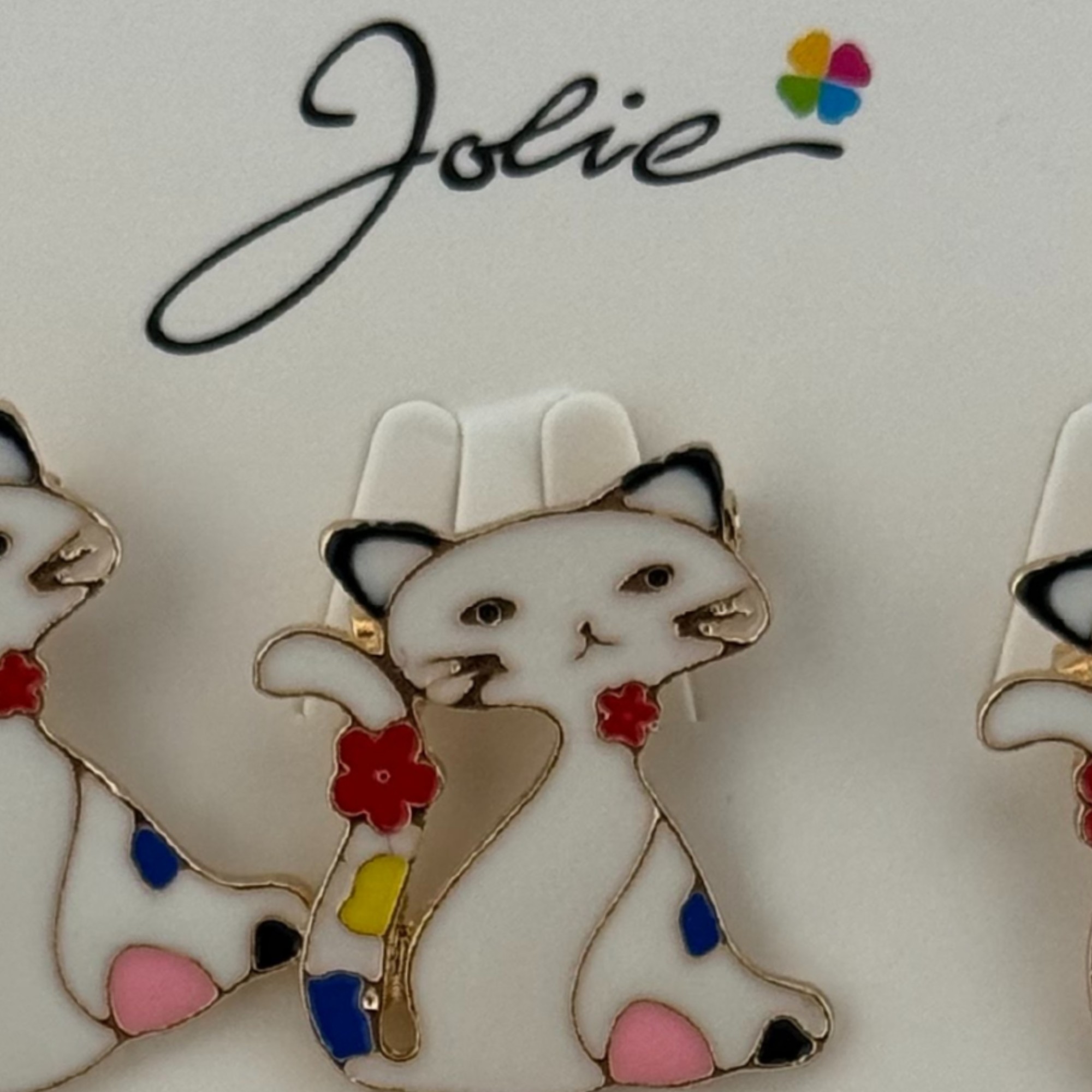 Set 12 Brose Martisor pentru Copii, Jolie, Model Pisica, Alb