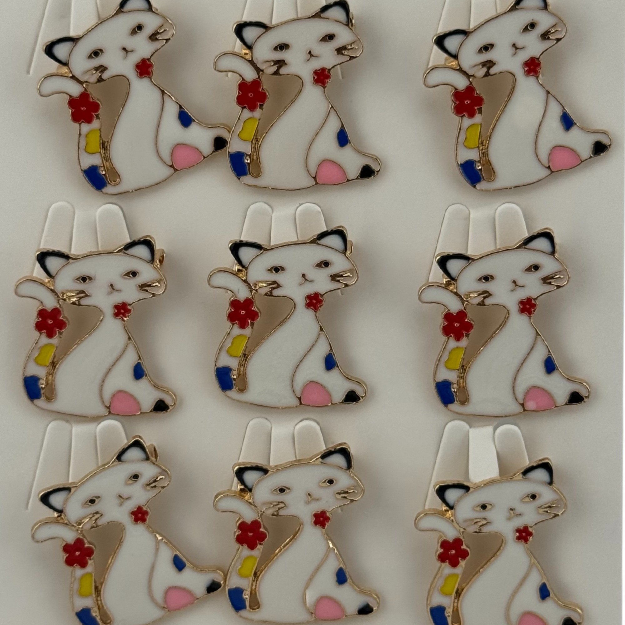 Set 12 Brose Martisor pentru Copii, Jolie, Model Pisica, Alb