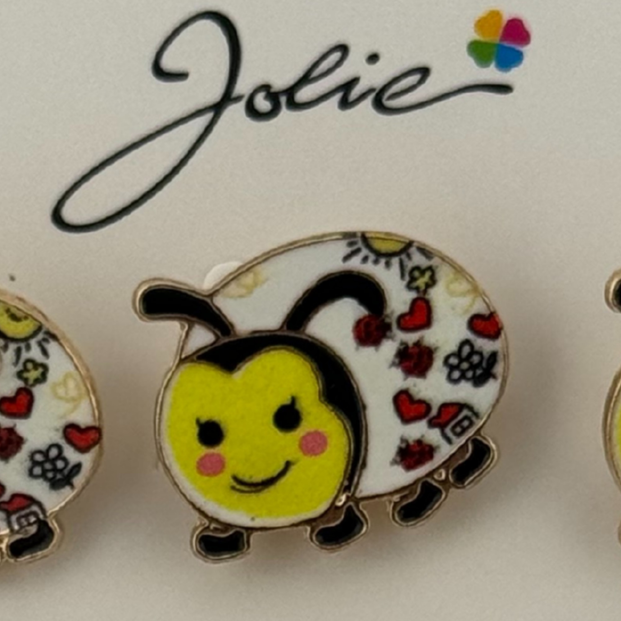 Set 12 Brose Martisor pentru Copii, Jolie, Model Buburuza, Galbena