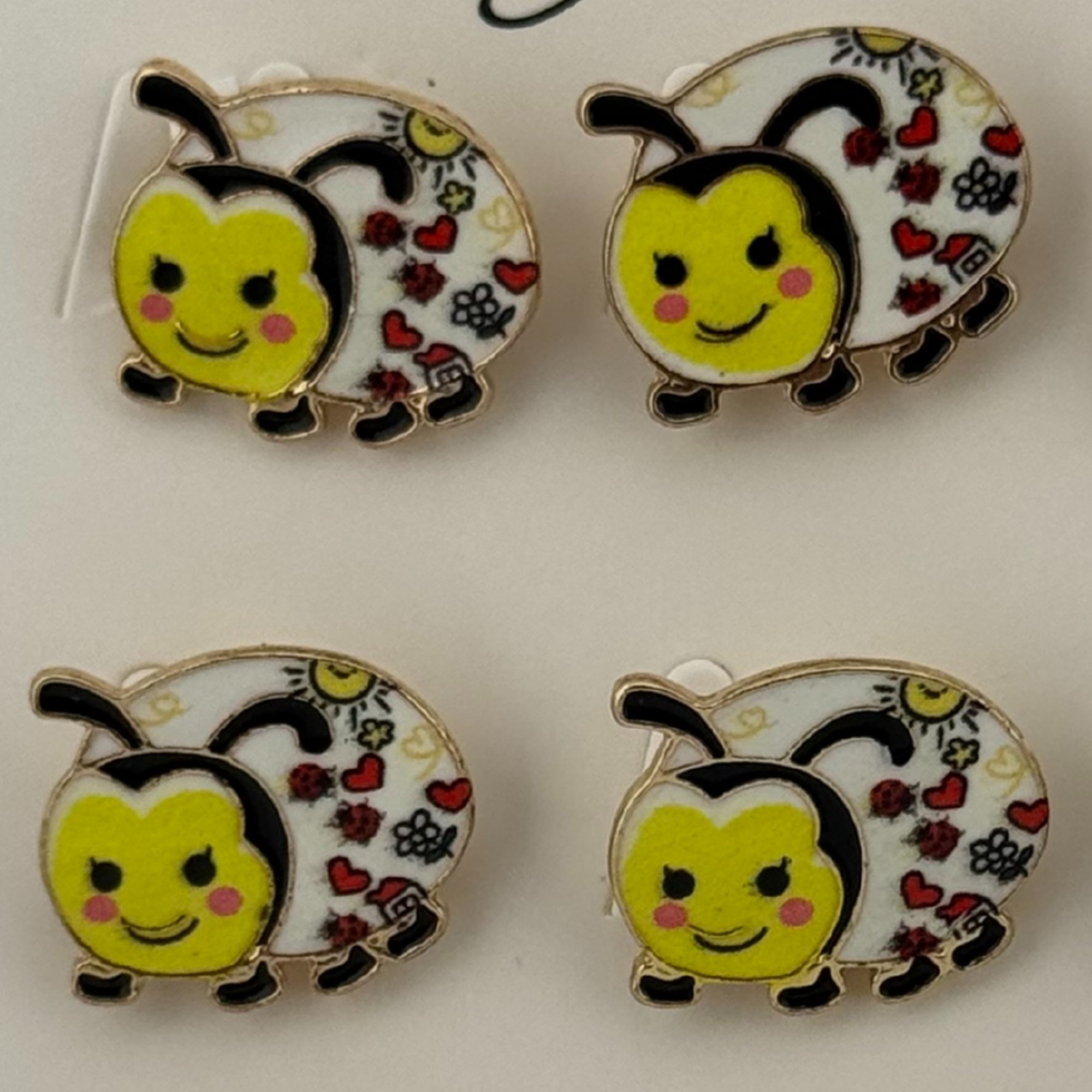 Set 12 Brose Martisor pentru Copii, Jolie, Model Buburuza, Galbena