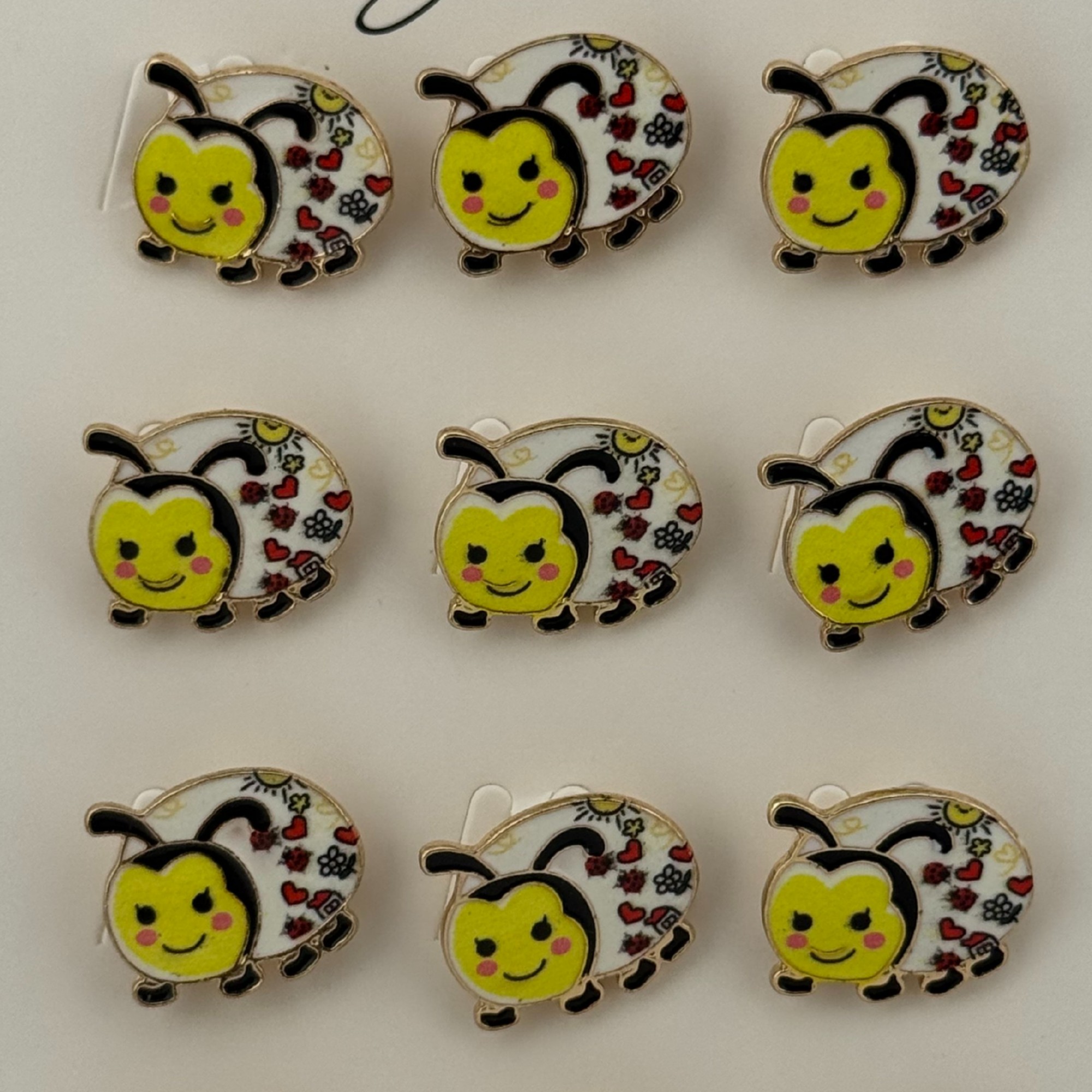 Set 12 Brose Martisor pentru Copii, Jolie, Model Buburuza, Galbena