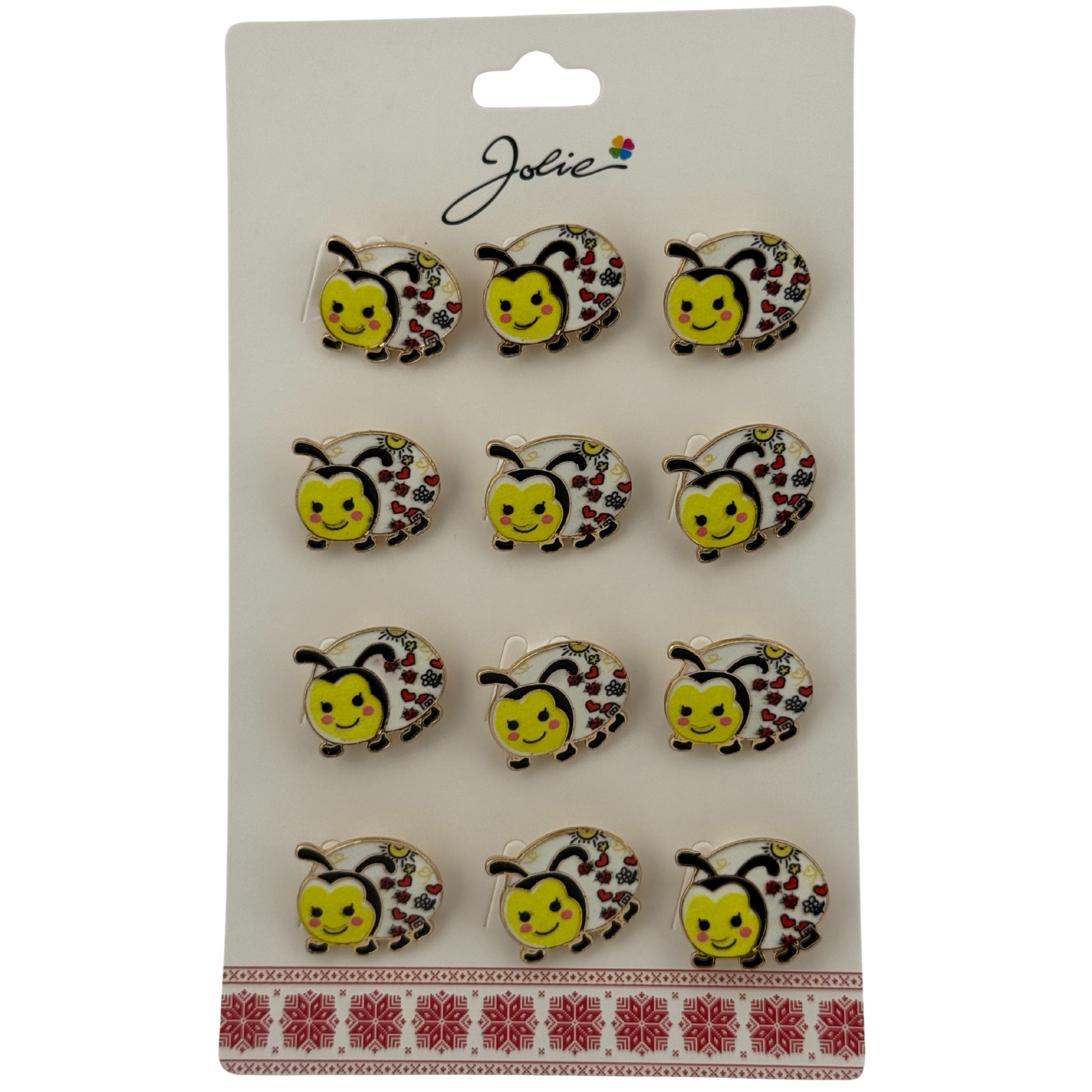 Set 12 Brose Martisor pentru Copii, Jolie, Model Buburuza, Galbena