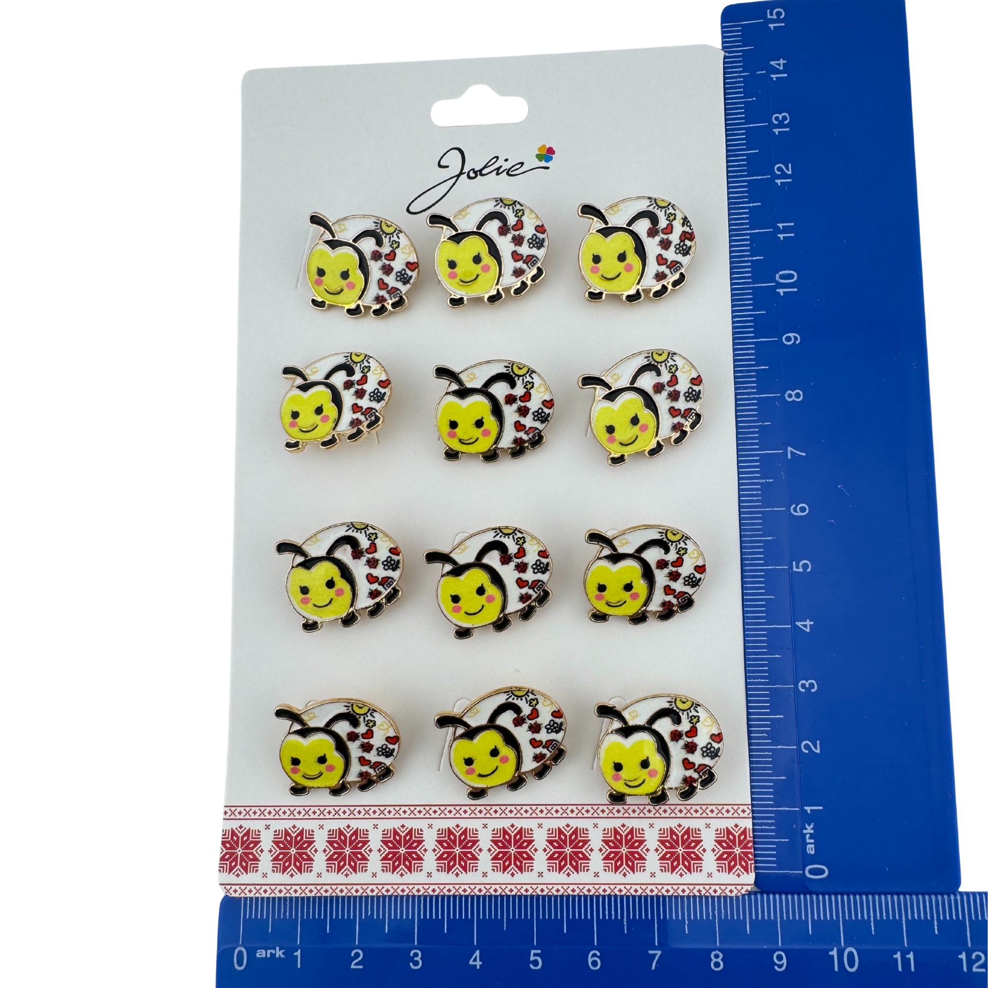 Set 12 Brose Martisor pentru Copii, Jolie, Model Buburuza, Galbena