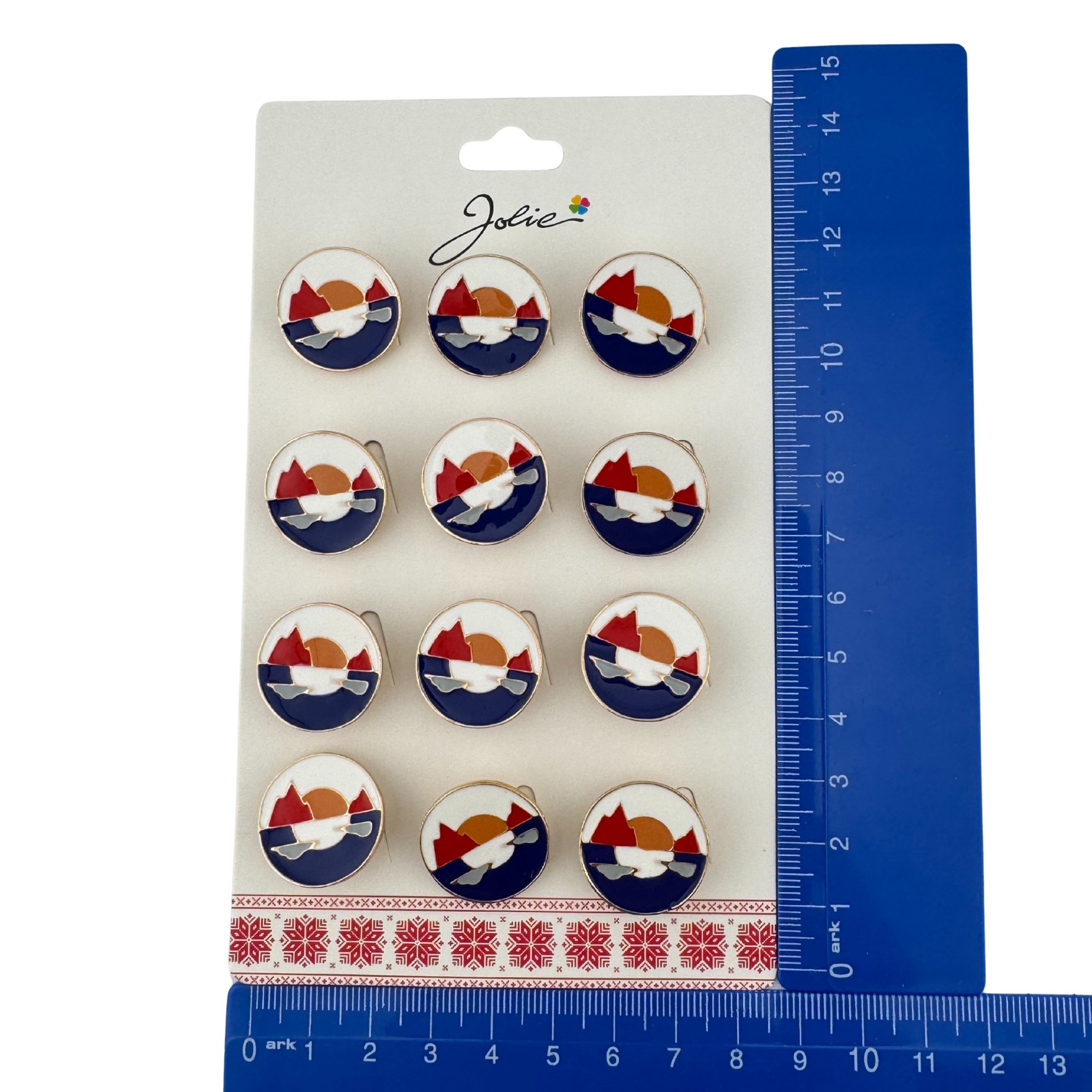 Set 12 Brose Martisor pentru Copii, Jolie, Model Peisaj, Multicolor