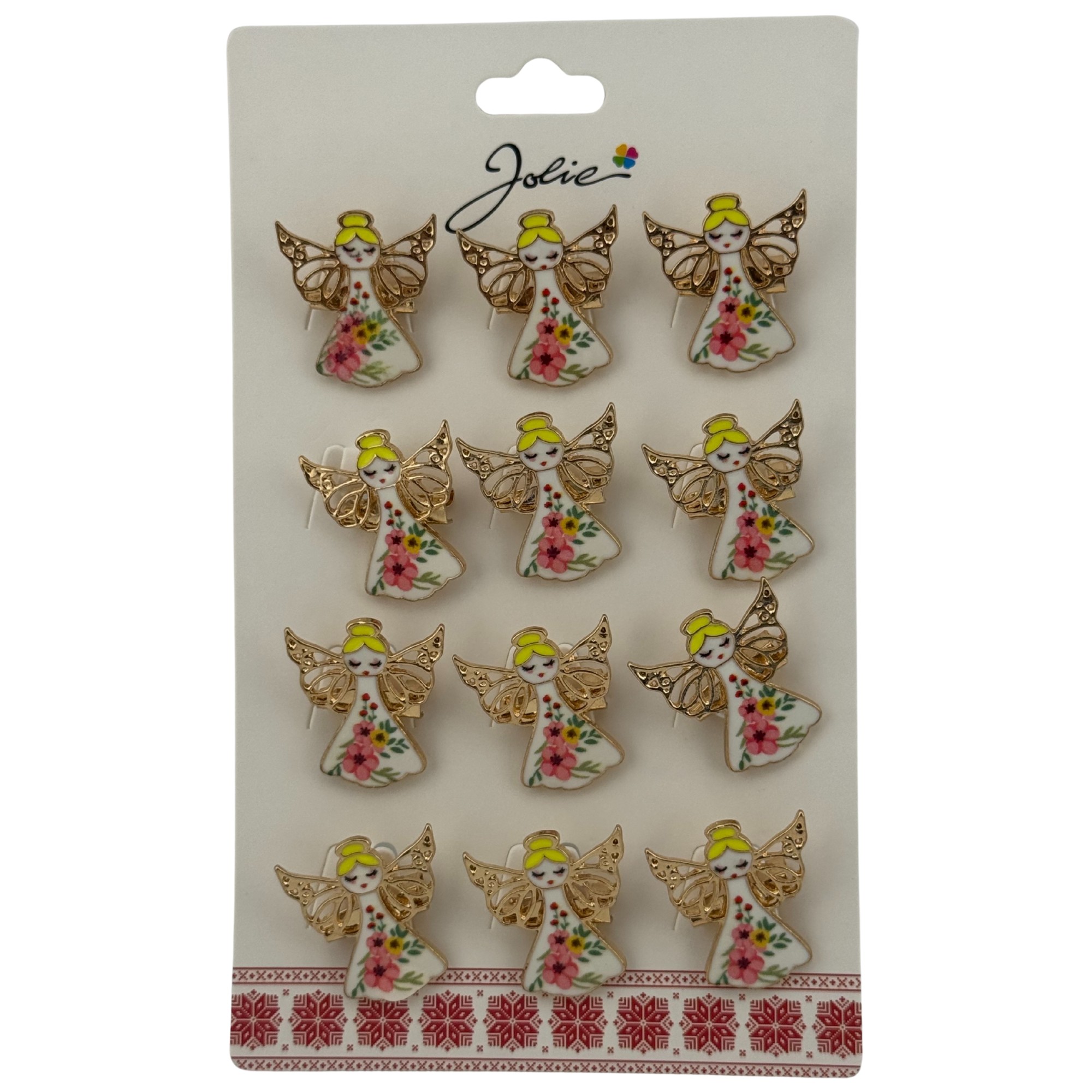 Set 12 Brose Martisor pentru Copii, Jolie, Model Ingeras, Multicolor