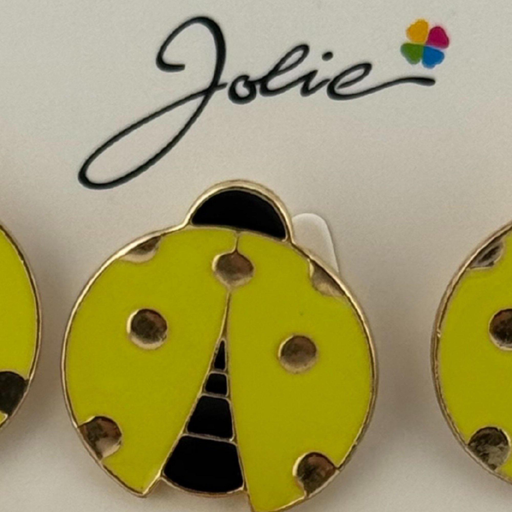 Set 12 Brose Martisor pentru Copii, Jolie, Model Buburuza, Auriu