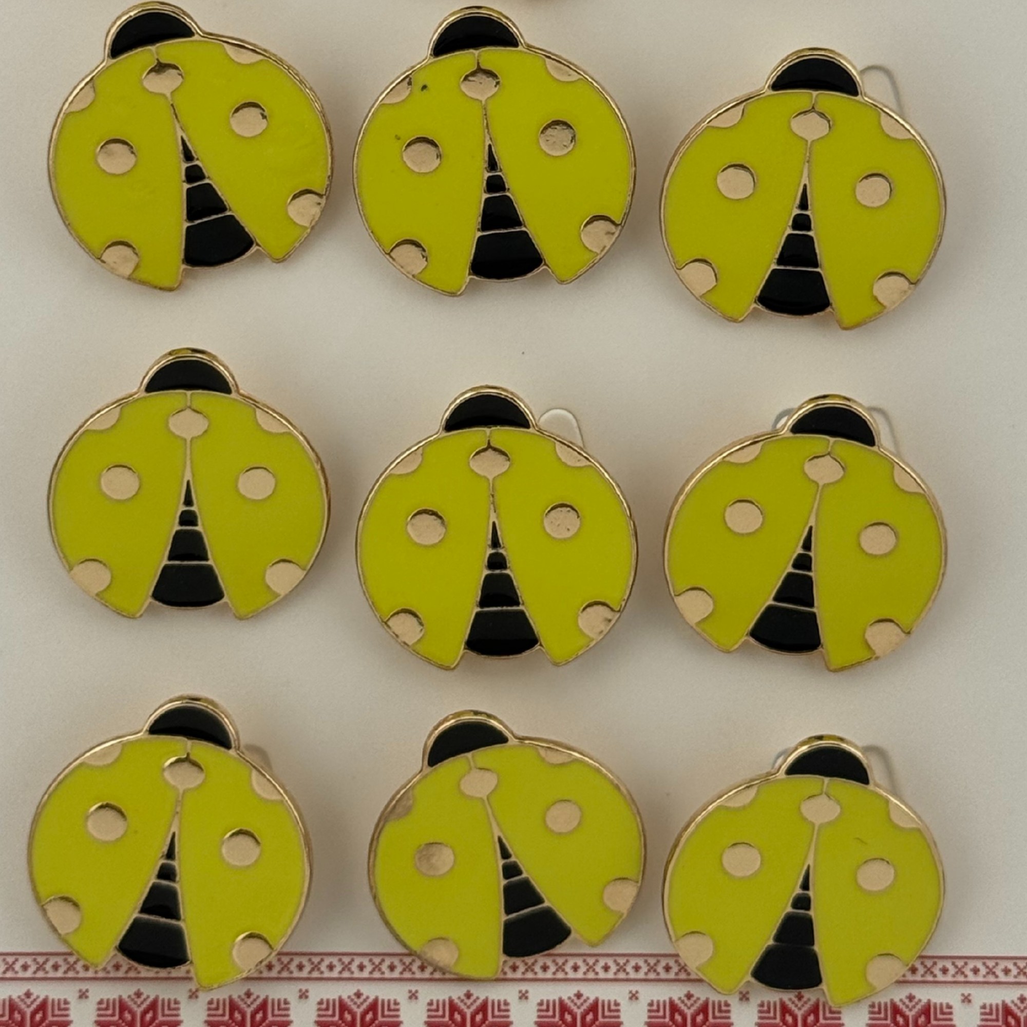 Set 12 Brose Martisor pentru Copii, Jolie, Model Buburuza, Auriu