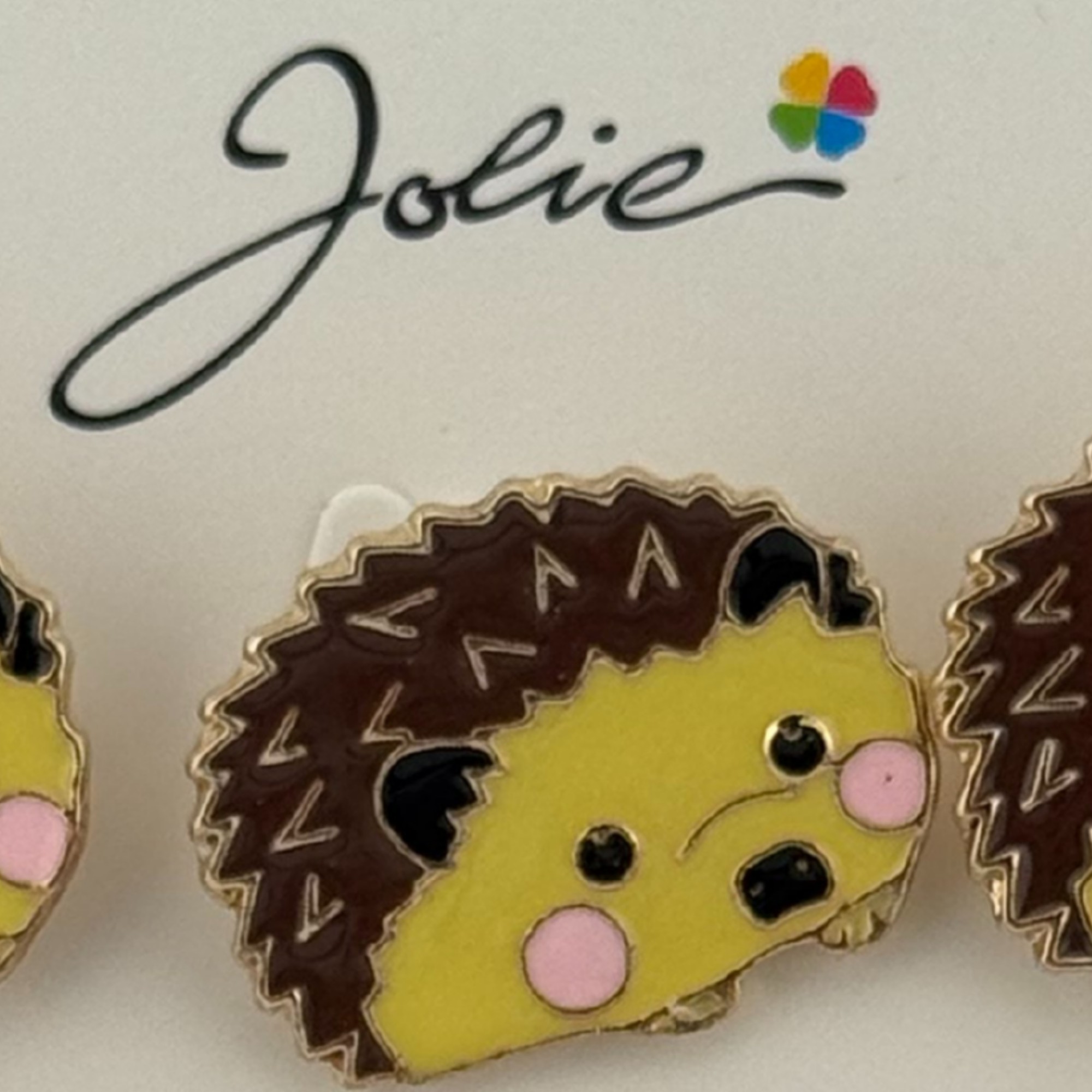 Set 12 Brose Martisor pentru Copii, Jolie, Model Arici, Maro Galben