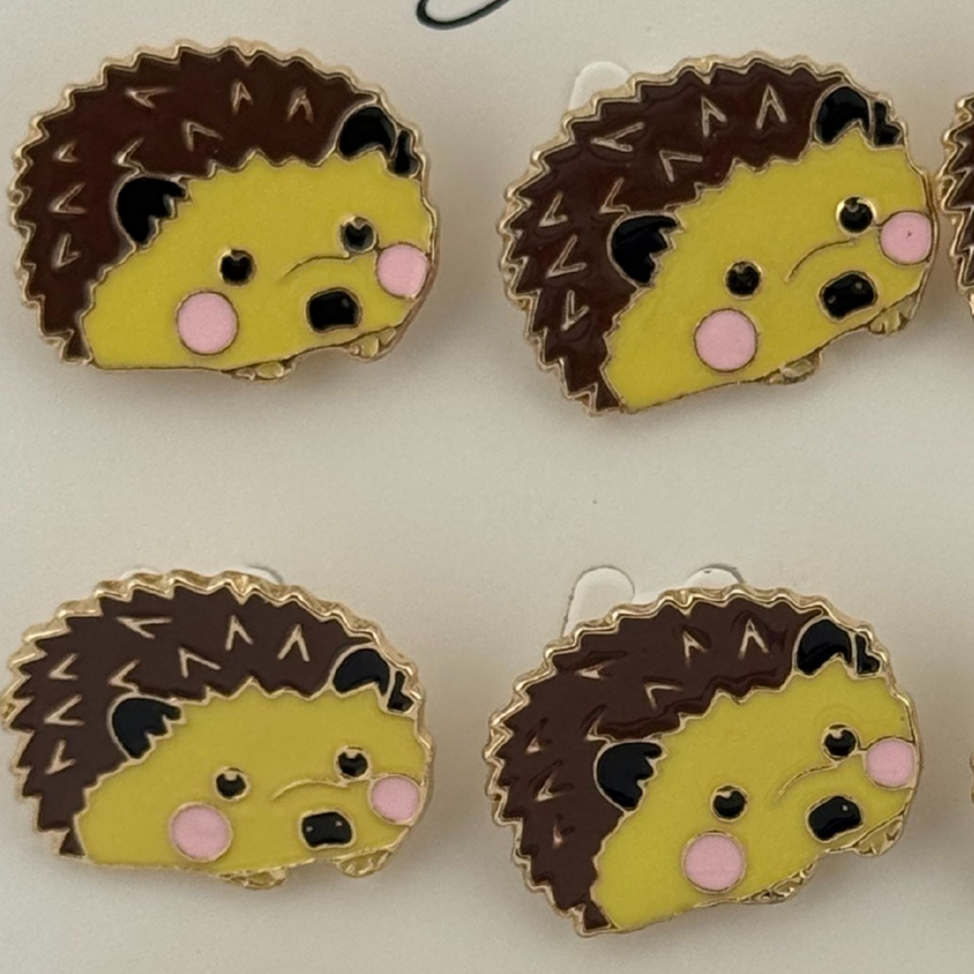 Set 12 Brose Martisor pentru Copii, Jolie, Model Arici, Maro Galben