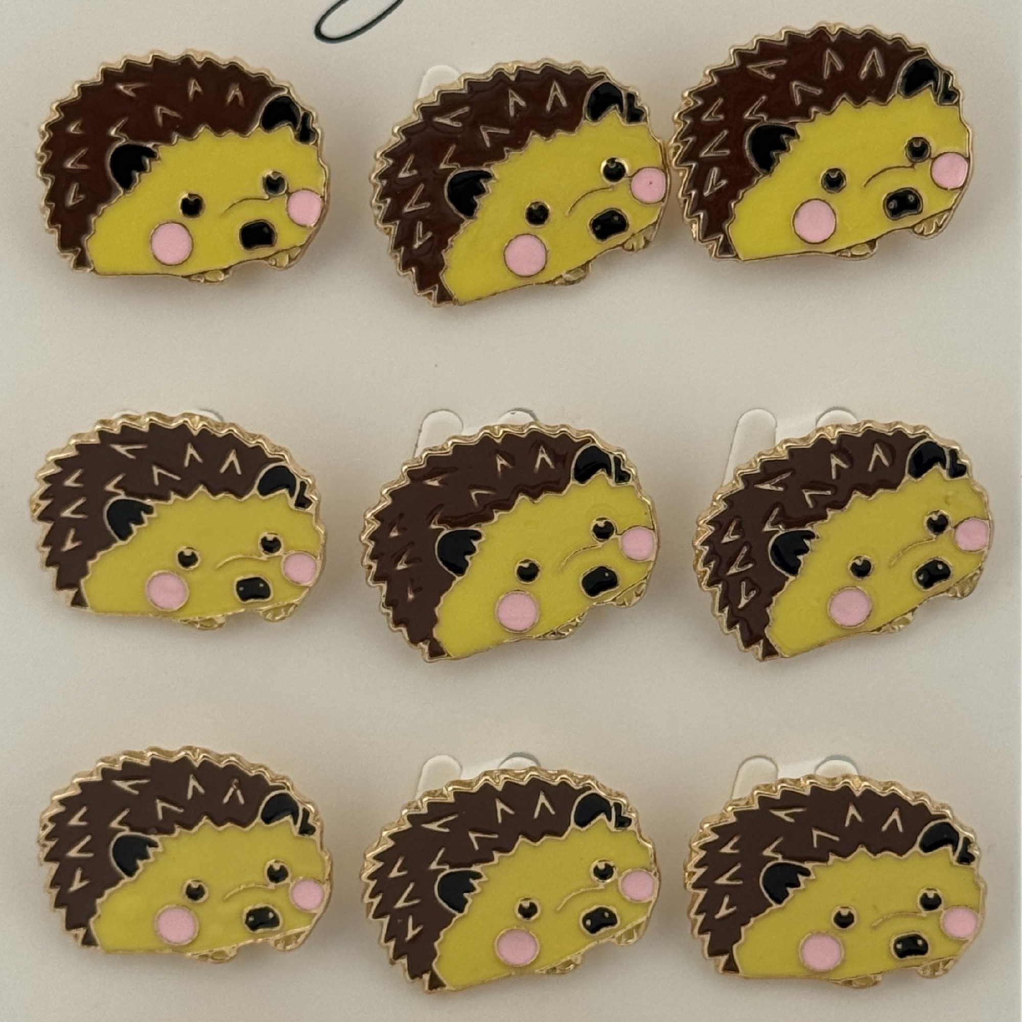 Set 12 Brose Martisor pentru Copii, Jolie, Model Arici, Maro Galben