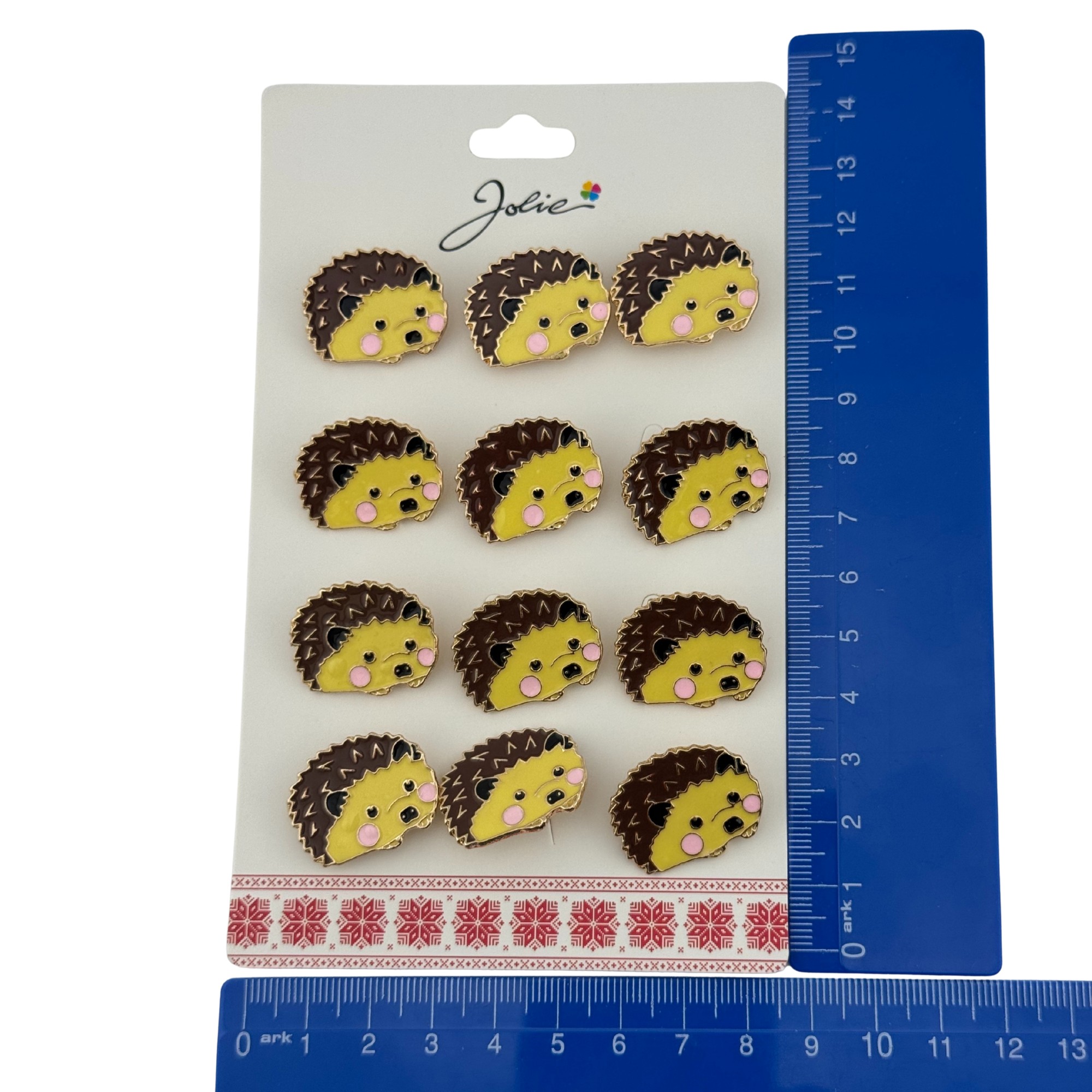 Set 12 Brose Martisor pentru Copii, Jolie, Model Arici, Maro Galben