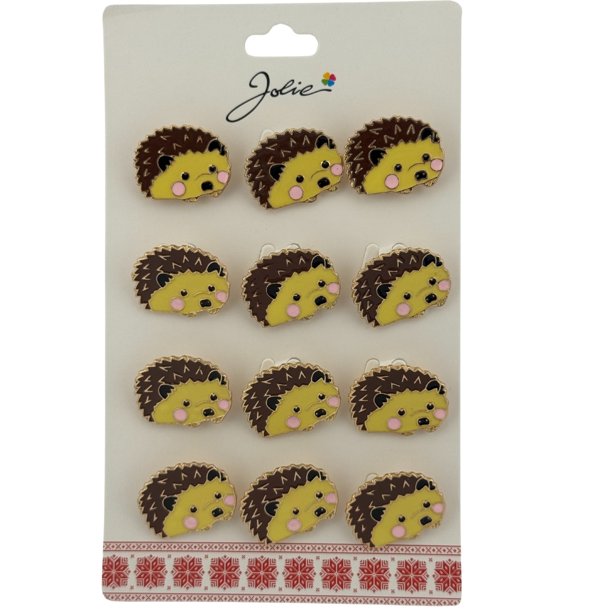 Set 12 Brose Martisor pentru Copii, Jolie, Model Arici, Maro Galben