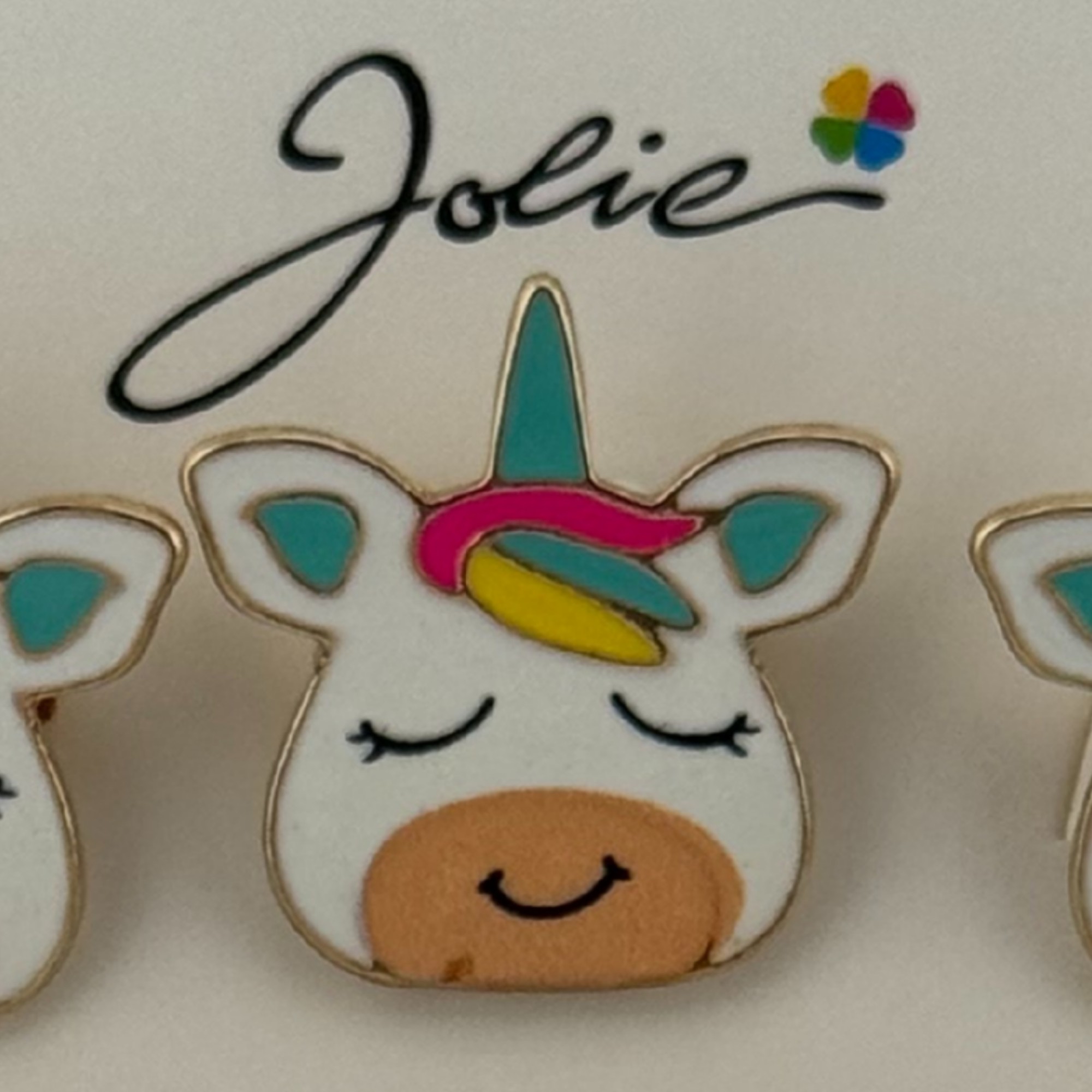 Set 12 Brose Martisor pentru Copii, Jolie, Model Unicorn cu Ochii Inchisi, Multicolor