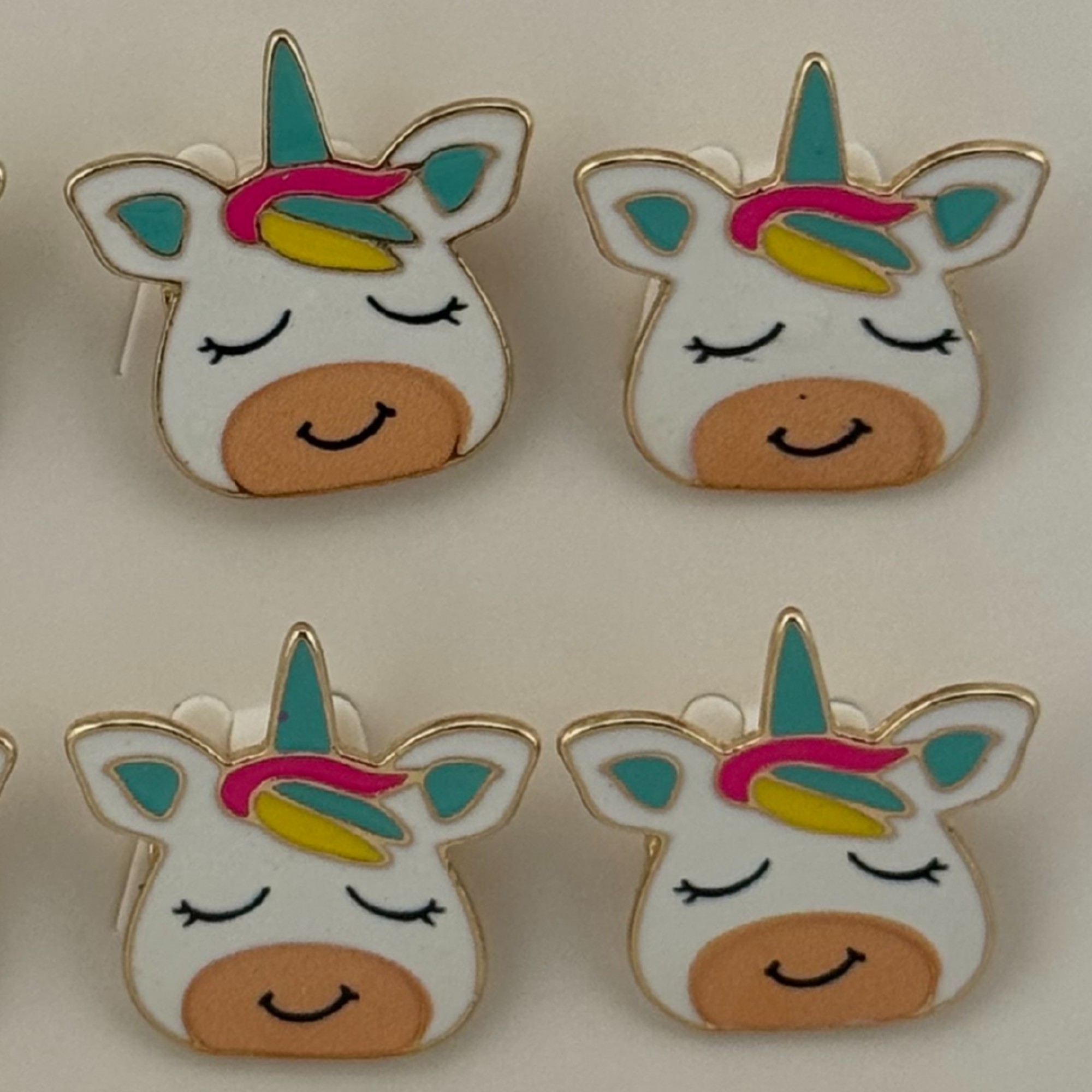 Set 12 Brose Martisor pentru Copii, Jolie, Model Unicorn cu Ochii Inchisi, Multicolor