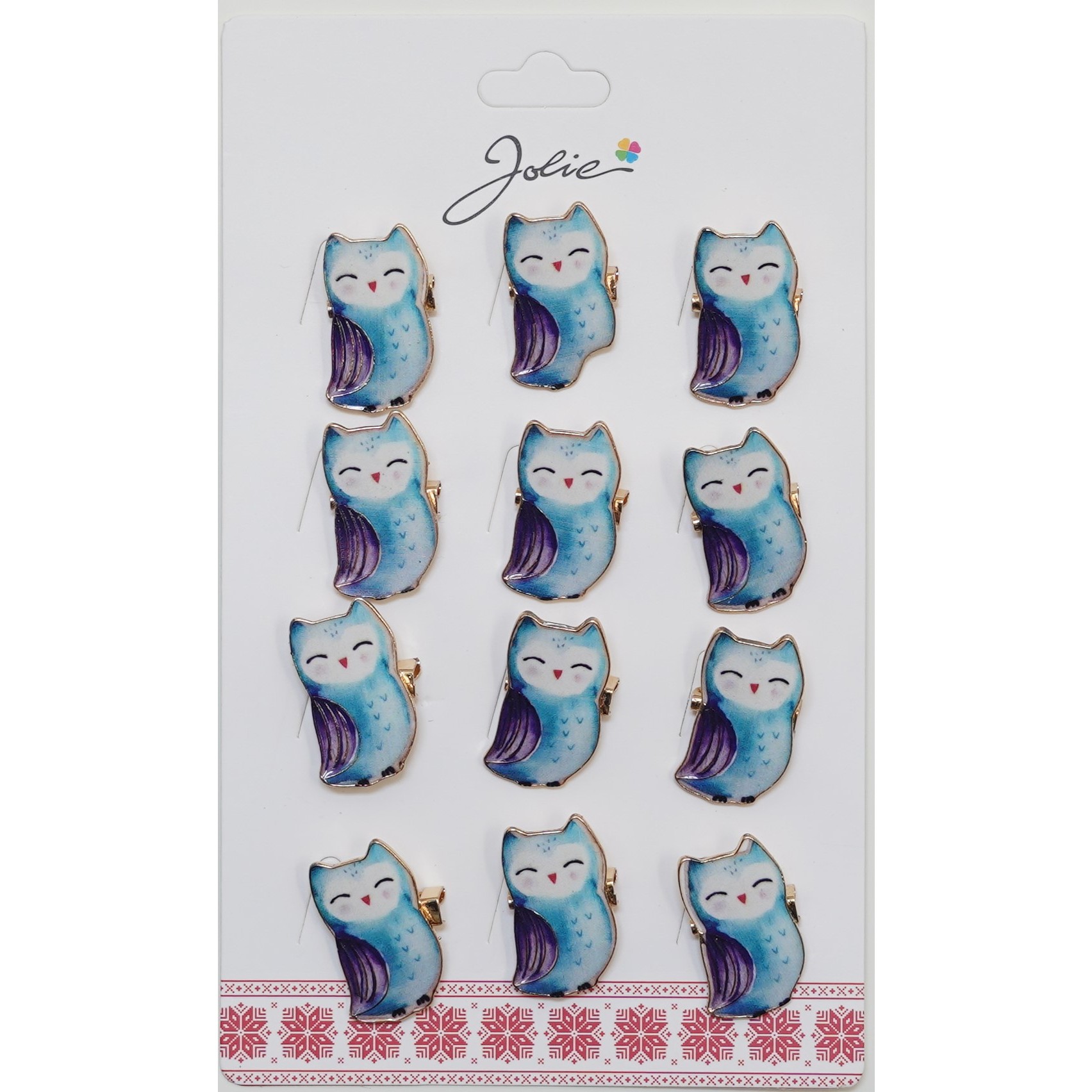 Set 12 Brose Martisor pentru Copii Bufnita Albastra