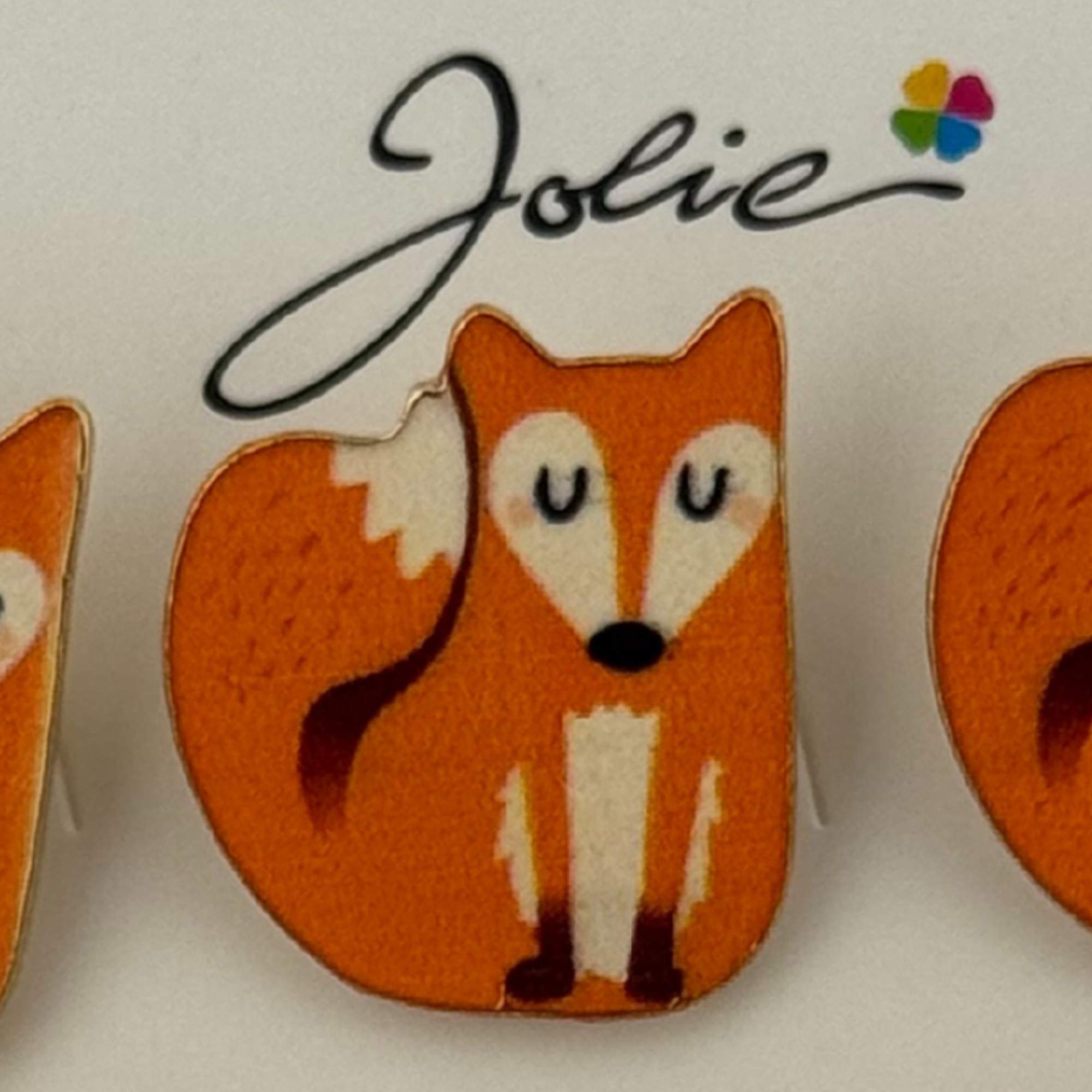 Set 12 Brose Martisor pentru Copii, Jolie, Model Vulpe Timida, Portocaliu